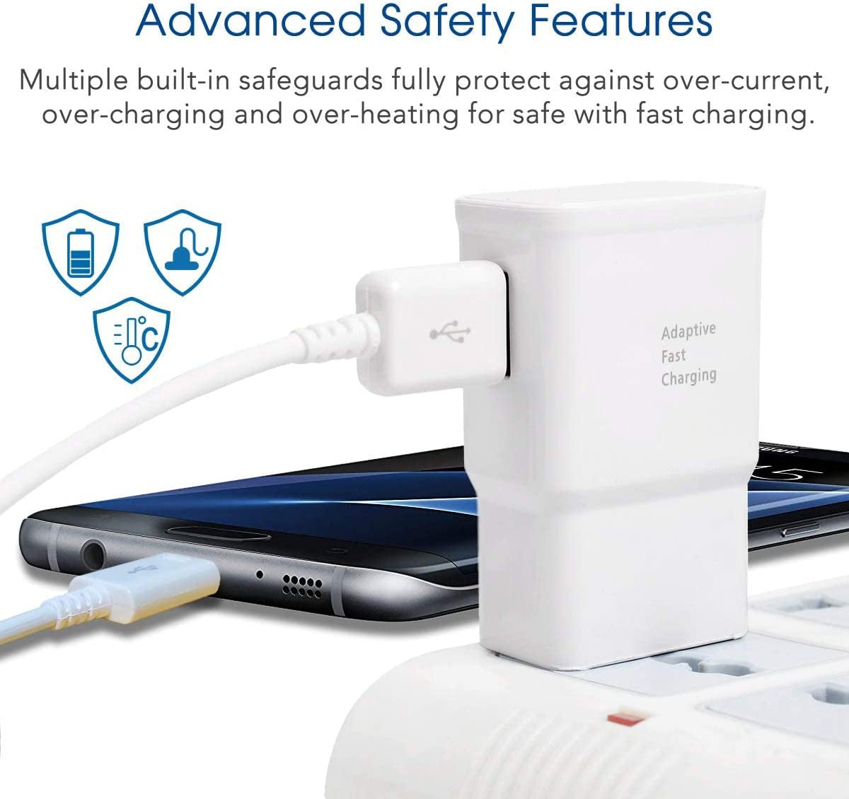 Wall Charger Kit Adaptive Fast Charge Compatible Samsung Galaxy S7 / S7 Edge / S6 / S6 plus / A6 / J7 / J3 / Note5 4, USB 2.0 Charger Plug and Micro USB Cable (2 Pack)  Shenzhen Yuanjiaxin Trading Co.,Ltd   