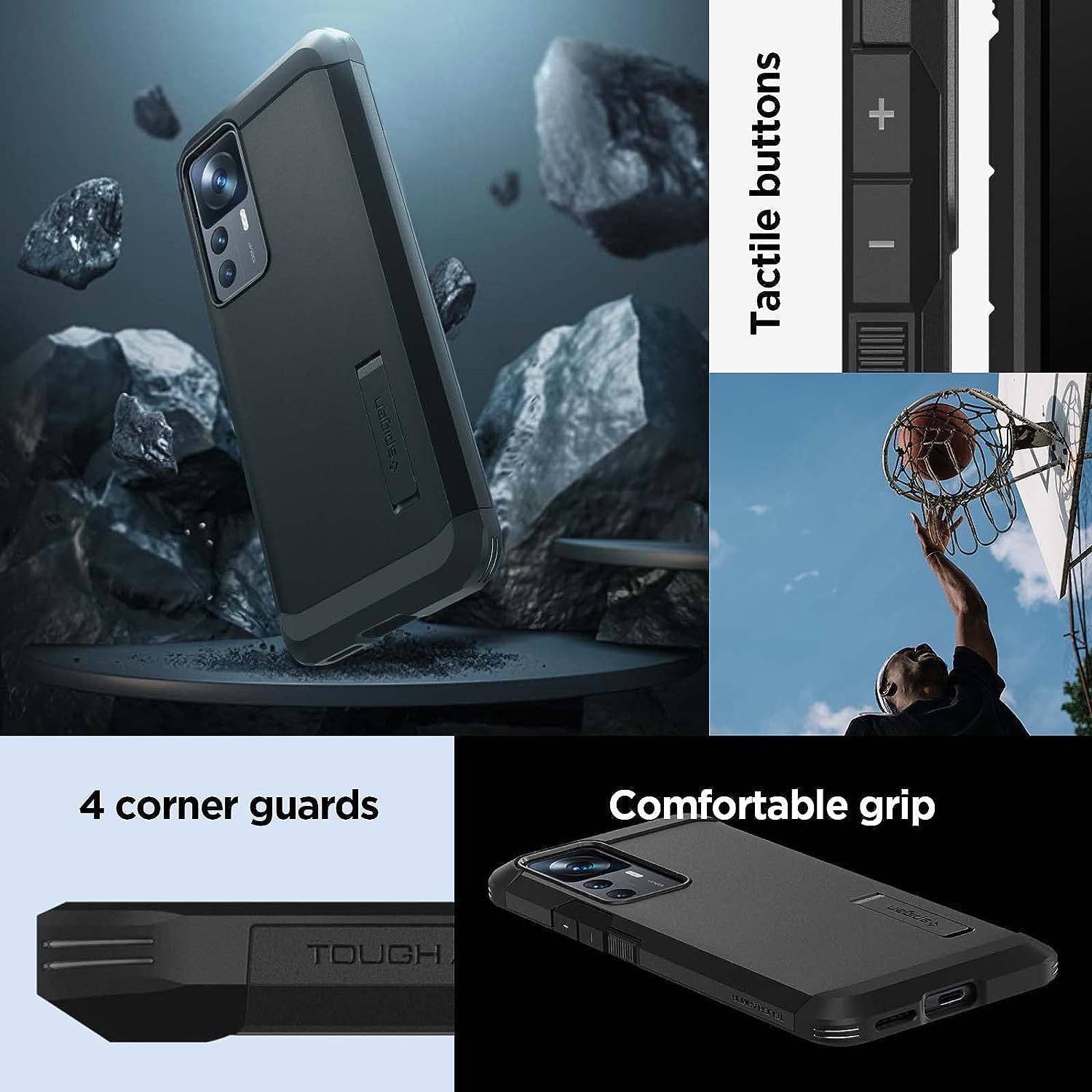 Spigen Tough Armor Designed for Xiaomi 12T Pro Case (2022) - Black  Spigen   