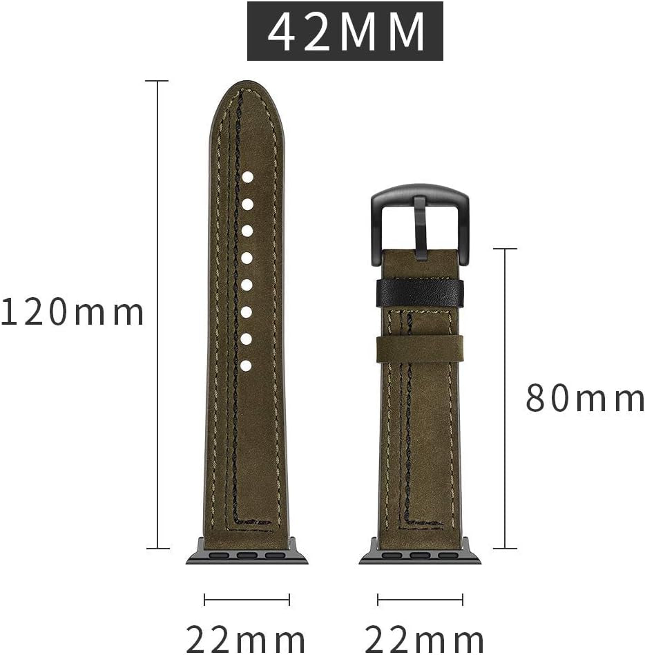 Compatible for Apple Watch 42Mm 44Mm 45Mm Leather Band Sport Replacement Strap for Iwatch Series 7 6 SE 5 4 3  Lerxiuer   