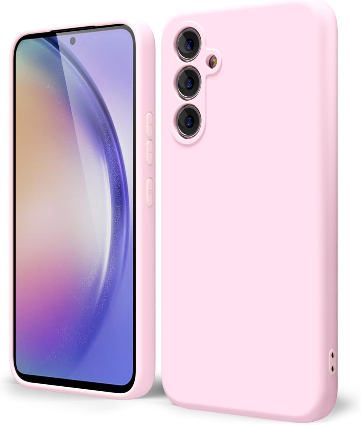 Oakxco for Samsung Galaxy A53 Phone Case Liquid Silicone, Cute Thin Slim Soft Rubber TPU Plain Smooth Gel Cover for Women Girl, Matte Solid Protective & Shockproof, Black  oakxco Rose Pink A54 