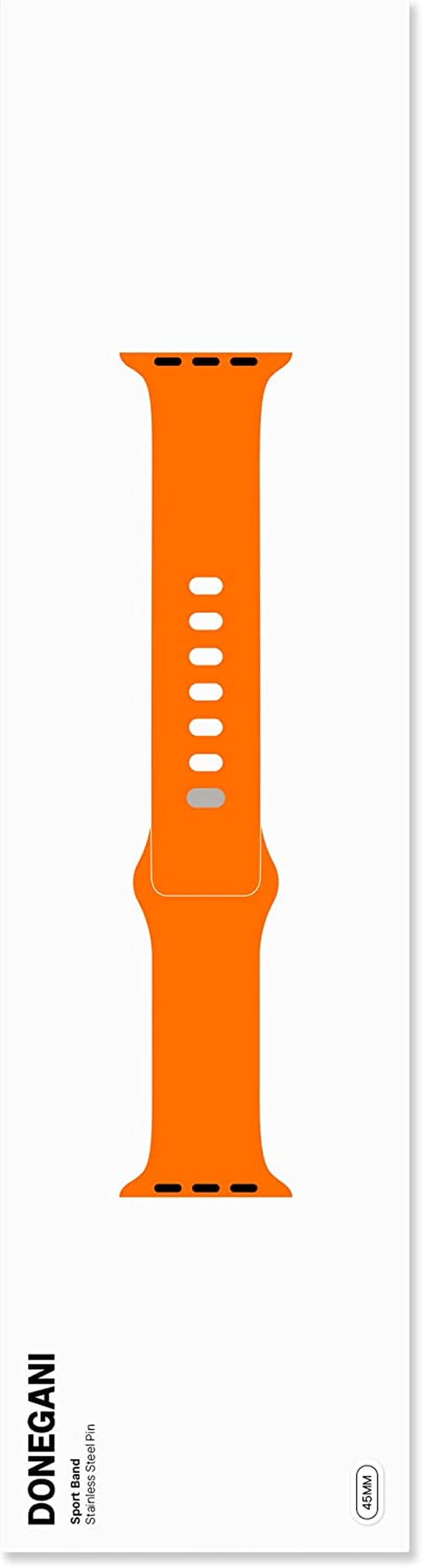 DONEGANI Sport Bands Compatible with Apple Watch Band Series Ultra 8 7 6 5 4 3 2 1 Se｜49Mm 45Mm 44Mm 42Mm Men Women in Color Orange｜Silicone FKM Bracelet Strap  DONEGANI   