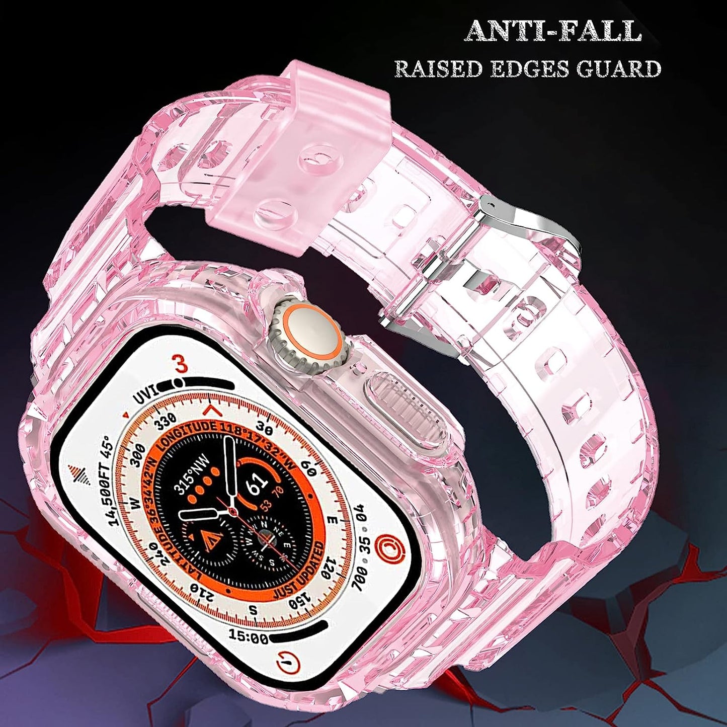 NINKI Compatible with Crystal Clear Apple Watch Ultra Band 49Mm with Bumper Case,Silicone Jelly Waterproof Sport Soft TPU Transparent Iwatch Ultra Band Straps for Apple Watch Ultra 49Mm Band and Case  NINKI   