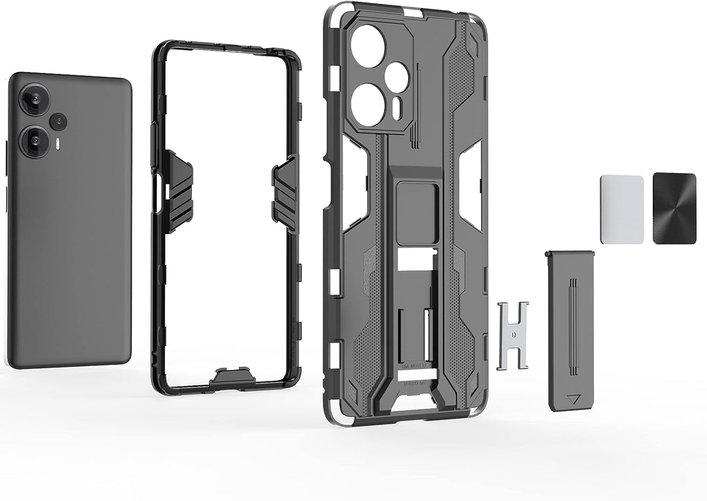 Pzwoxukhov Case for Redmi Note 12 Turbo 5G Case Cover,Case for Xiaomi Poco F5 5G Protective Phone Cover with Kickstand,Magnetic Attraction Function Case Black  Pzwoxukhov   