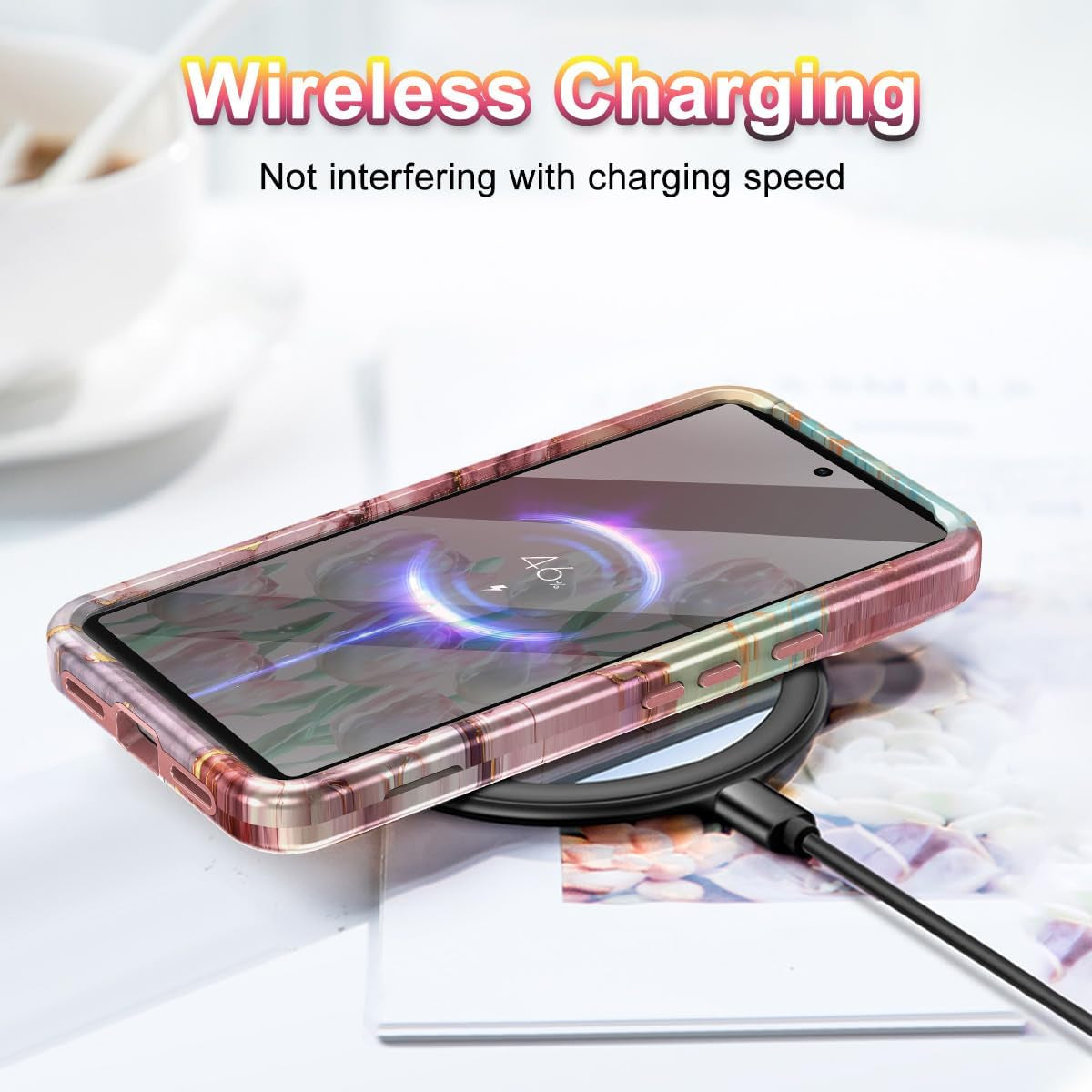 Btscase for Google Pixel 8 Pro Case (2023), Marble Pattern 3 in 1 Heavy Duty Shockproof Full Body Rugged Hard Pc+Soft Silicone Drop Protective Women Girl Cover for Google Pixel 8 Pro, Rose Gold  Btscase   