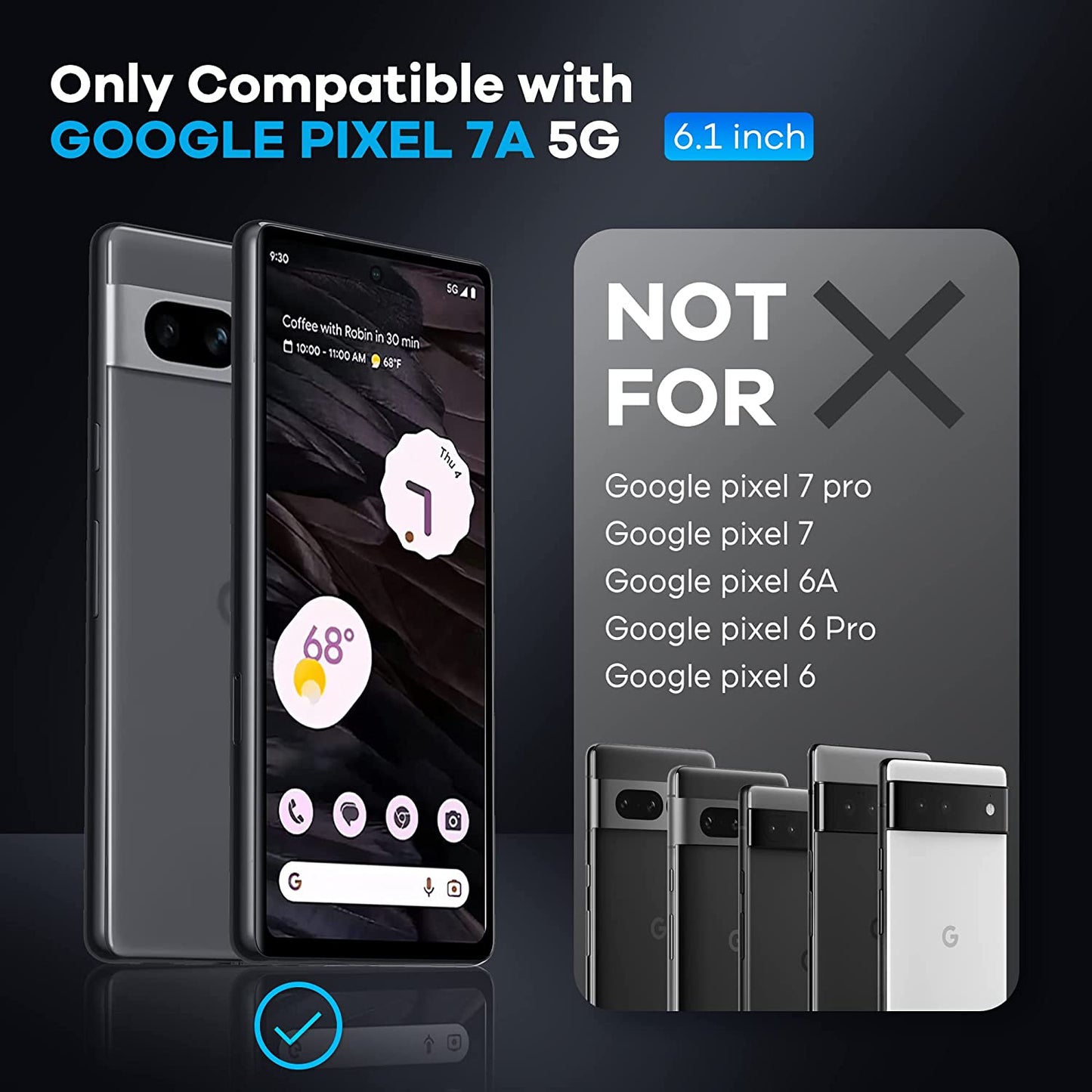 [4-Pack] FANGTIAN for Google Pixel 7A Screen Protector [Not Glass] - Film for Pixel 7A Screen Protector [Fingerprint Compatible][Alignment Tool][6.1Inch][7H Hybrid]  FANGTIAN GUARD   