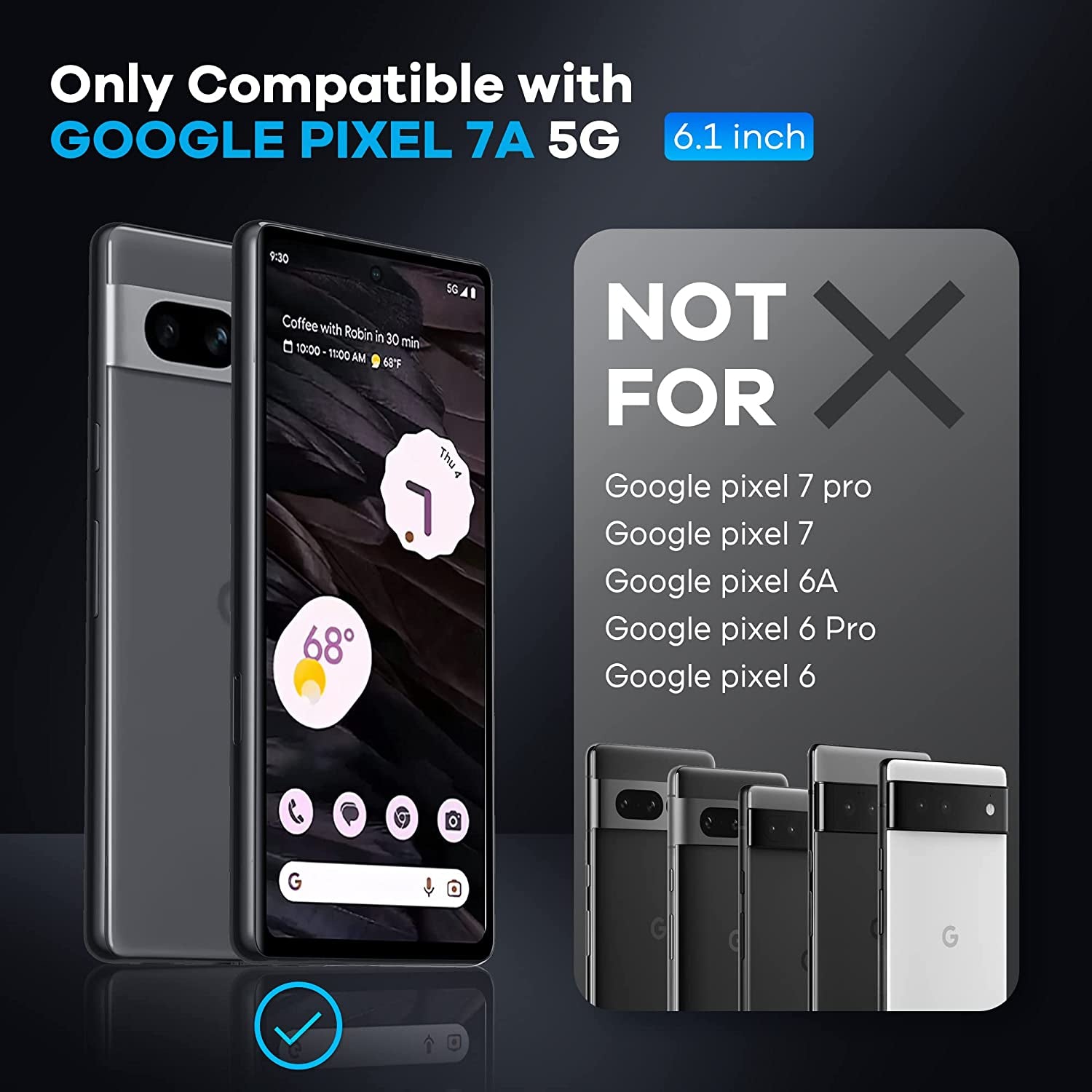 [4-Pack] FANGTIAN for Google Pixel 7A Screen Protector [Not Glass] - Film for Pixel 7A Screen Protector [Fingerprint Compatible][Alignment Tool][6.1Inch][7H Hybrid]  FANGTIAN GUARD   