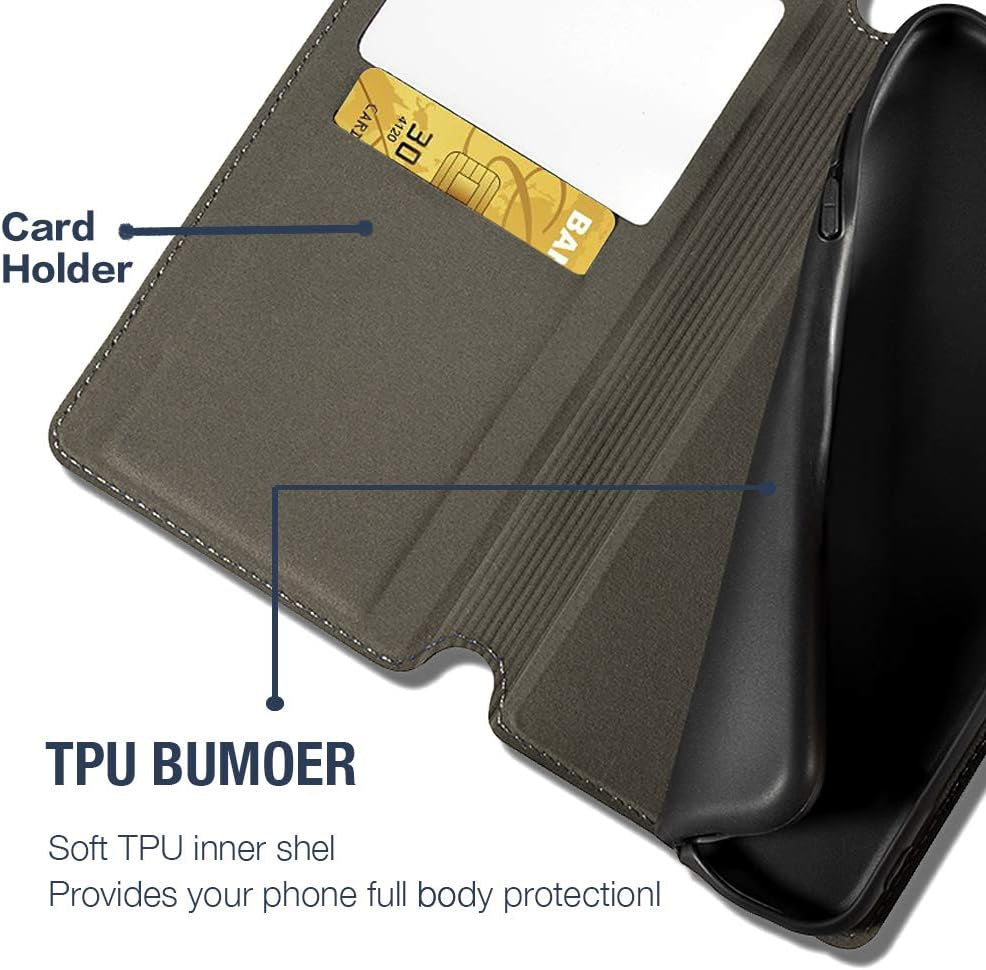 Shantime LG G8 Thinq Case, Wood Grain Leather Case with Card Holder and Window, Magnetic Flip Cover for LG G8 Thinq Gold  Shantime   