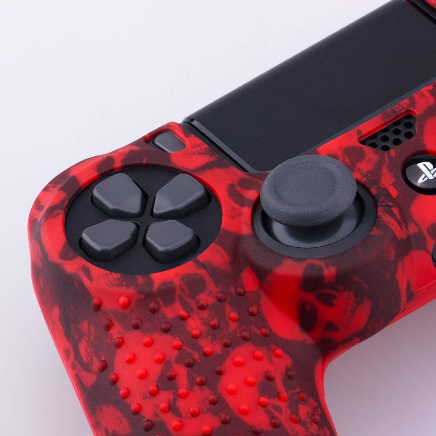9Cdeer 1 Piece of Silicone Studded Water Transfer Protective Sleeve Case Cover Skin + 8 Thumb Grips Analog Caps + 2 Dust Proof Plugs for Ps4/Slim/Pro Dualshock 4 Controller, Skull Red  9CDeer   