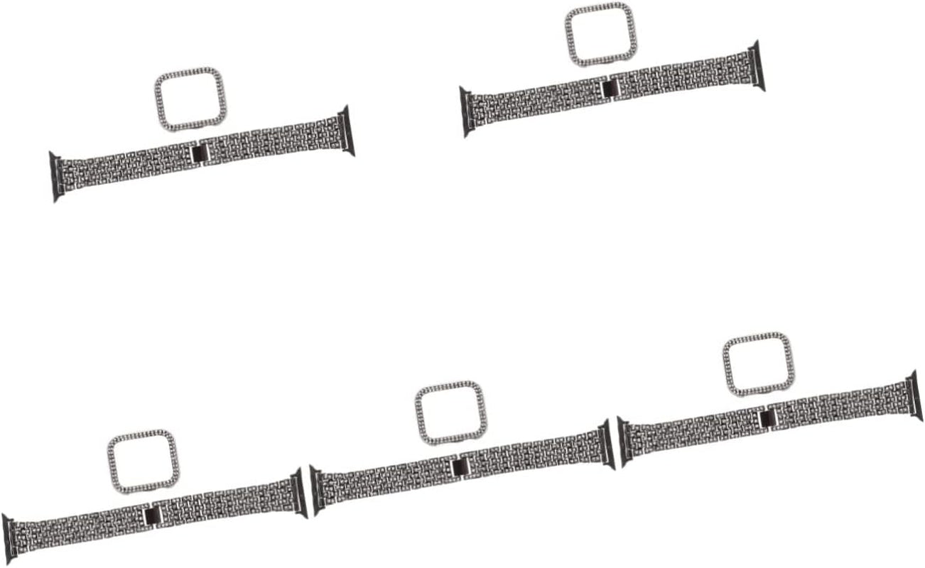 Mikikit Aplple Watch Bands 4 Sets Anti- Decorative Watch Case Band Watchband Anti-Slip Anti-Skid Portable Belt Rhinestone Metal of Replacement Replaceable Strap Slip  Mikikit Blackx5pcs 0.3X3.5X19CMx5pcs 