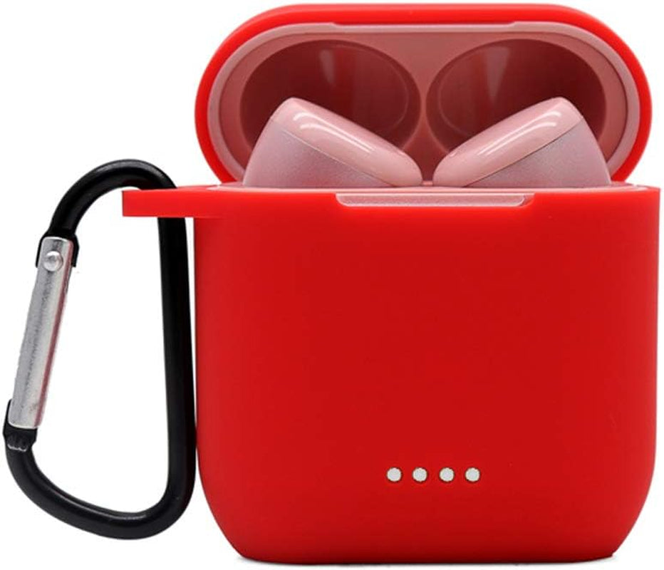 USSJ Protective Silicone Case Compatible with Tozo T6, Front LED Visible, Premium Accessory Shockproof Tozo T6 Case Cover with Keychain. (Pink)  USSJ Red  