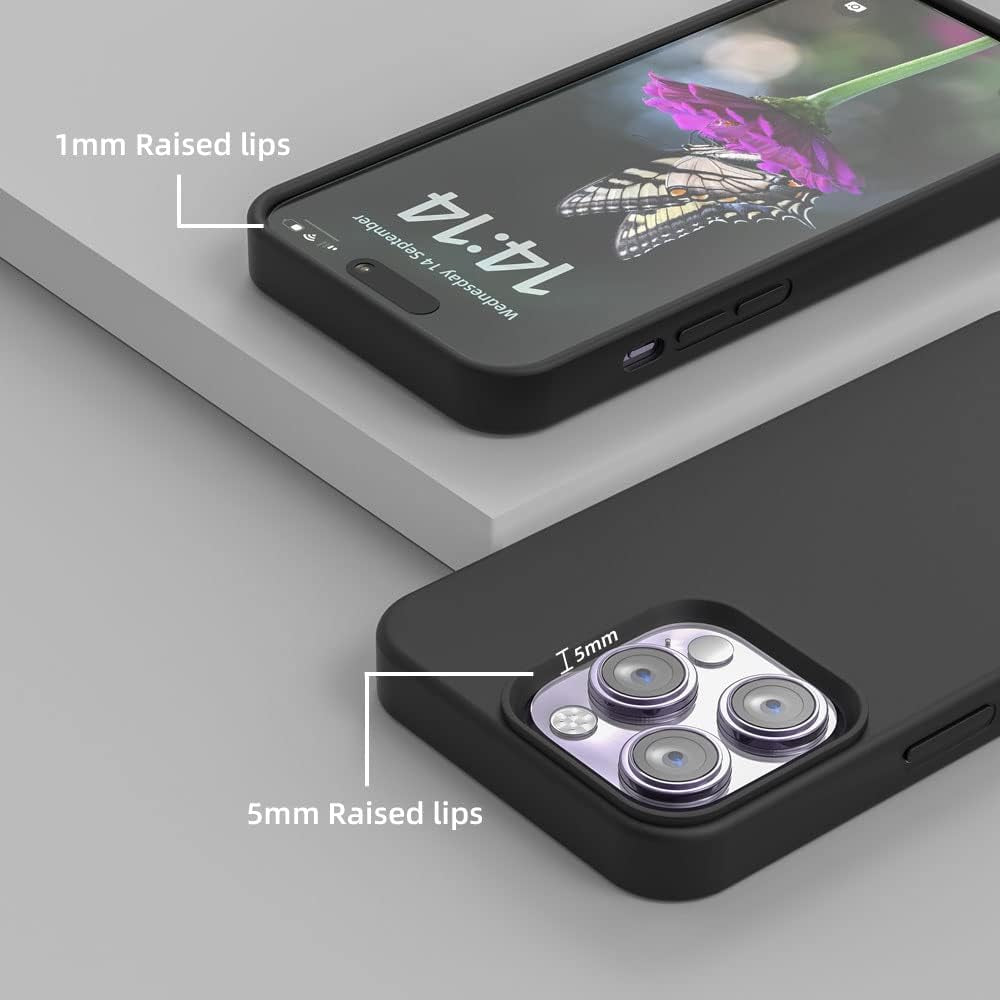 SOH Iphone 14 Pro Silicone Case 6.1 Inch Full-Body Shockproof Case with Ultra-Thin Inner Lining Compatible with Apple Iphone 14 Pro (Black)  SOH Mingying   