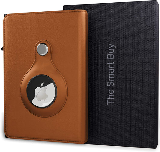 The Smart Buy Apple Airtag Wallet | Minimalist Pocket-Sized Genuine Leather Credit Card Holder with RFID Technology, Slim Money Clip Wallet for Men Accessory & Case for Apple Air Tag (Brown)  The Smart Buy   