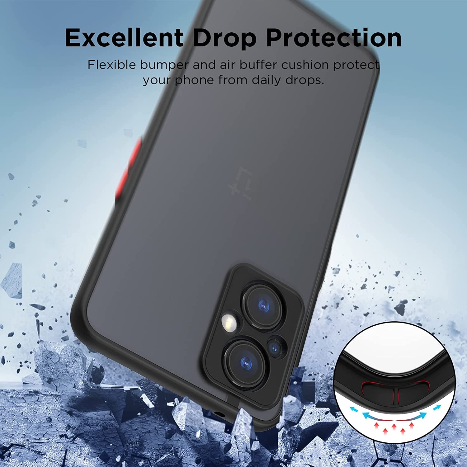MAKAVO Slim Fit for Oneplus Nord N20 5G Case with Screen Protector [Ultra Thin] [Camera Cover] Full Protection Flexible Bumper Hard Matte PC Back Cover for One plus N20 5G (Black)  MAKAVO   