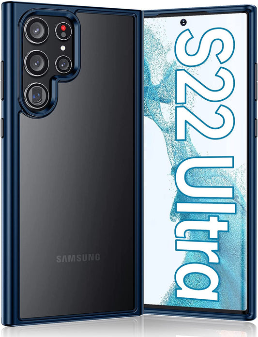 Meifigno Magic Series Case Designed for Samsung Galaxy S22 Ultra (6.8 Inch), [Translucent & Multicolor DIY Buttons][Military Grade Protection] Matte PC with Silicone Case for Galaxy S22 Ultra, Blue  Meifigno   