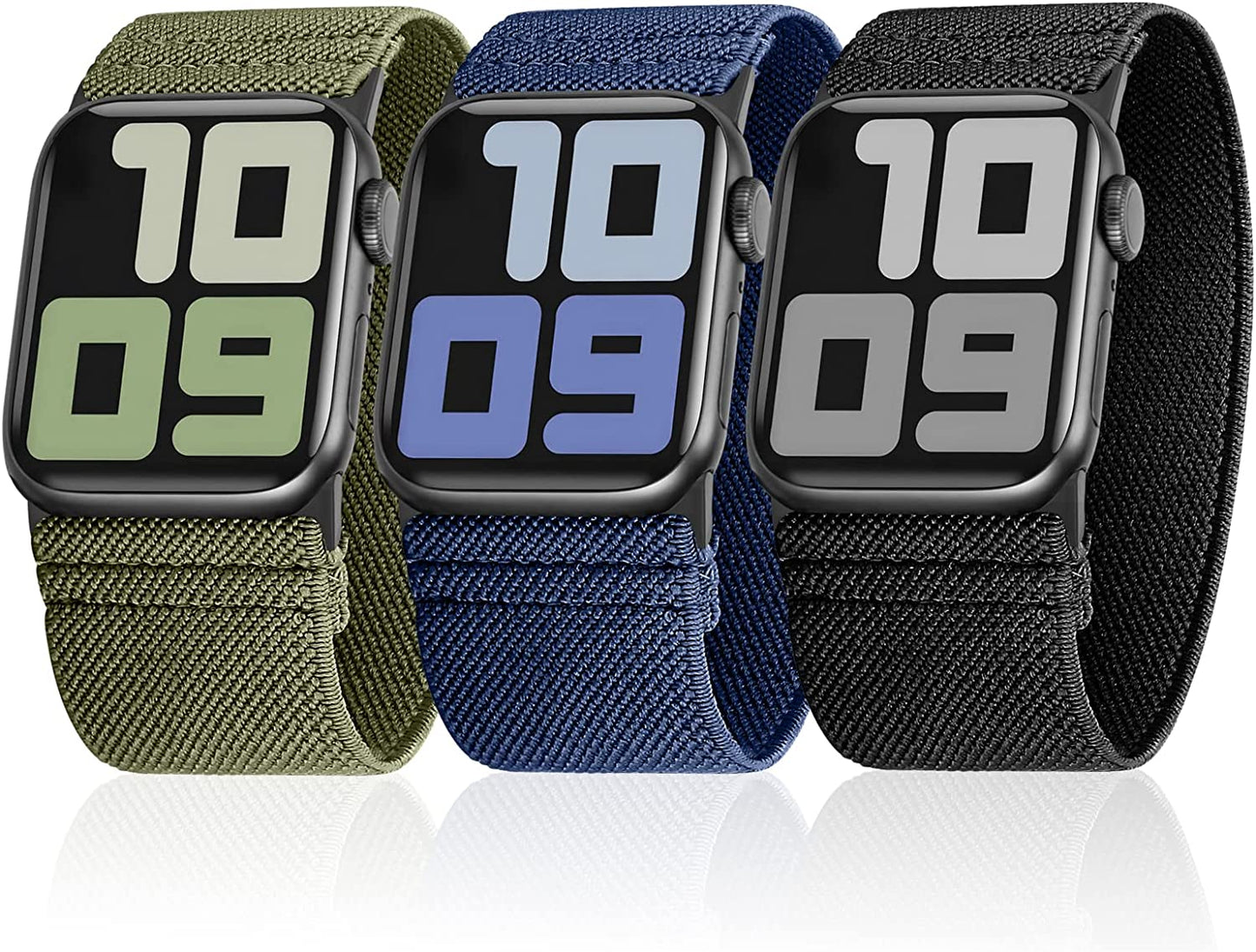 Ultra Wide Solo Loop Bands Compatible with Apple Watch Band 49Mm 38Mm 40Mm 41Mm 42Mm 44Mm 45Mm, Nylon Stretchy Braided Elastic Sport Women Men Strap for Iwatch Series Ultra 8 7 6 5 4 3 2 1 SE, 3 Packs  HPJK   