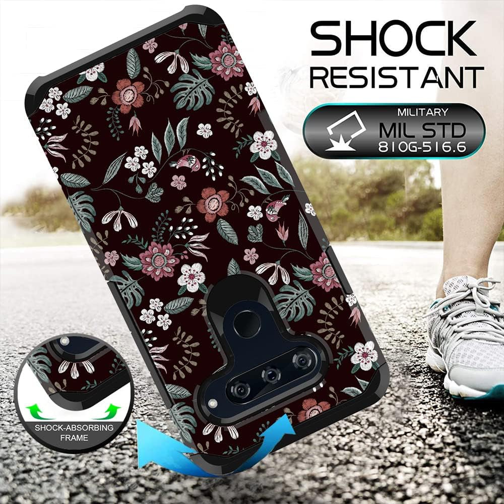 MGAH Compatible with LG V40 Case with Floral Design,Lg V40 Thinq Phone Case,Heavy Duty (PC + TPU) Dual Layer Protective Cover Cute Sturdy Anti-Scratch Shockproof Bumper Case for Women & Girls-Flowers  MGAH   