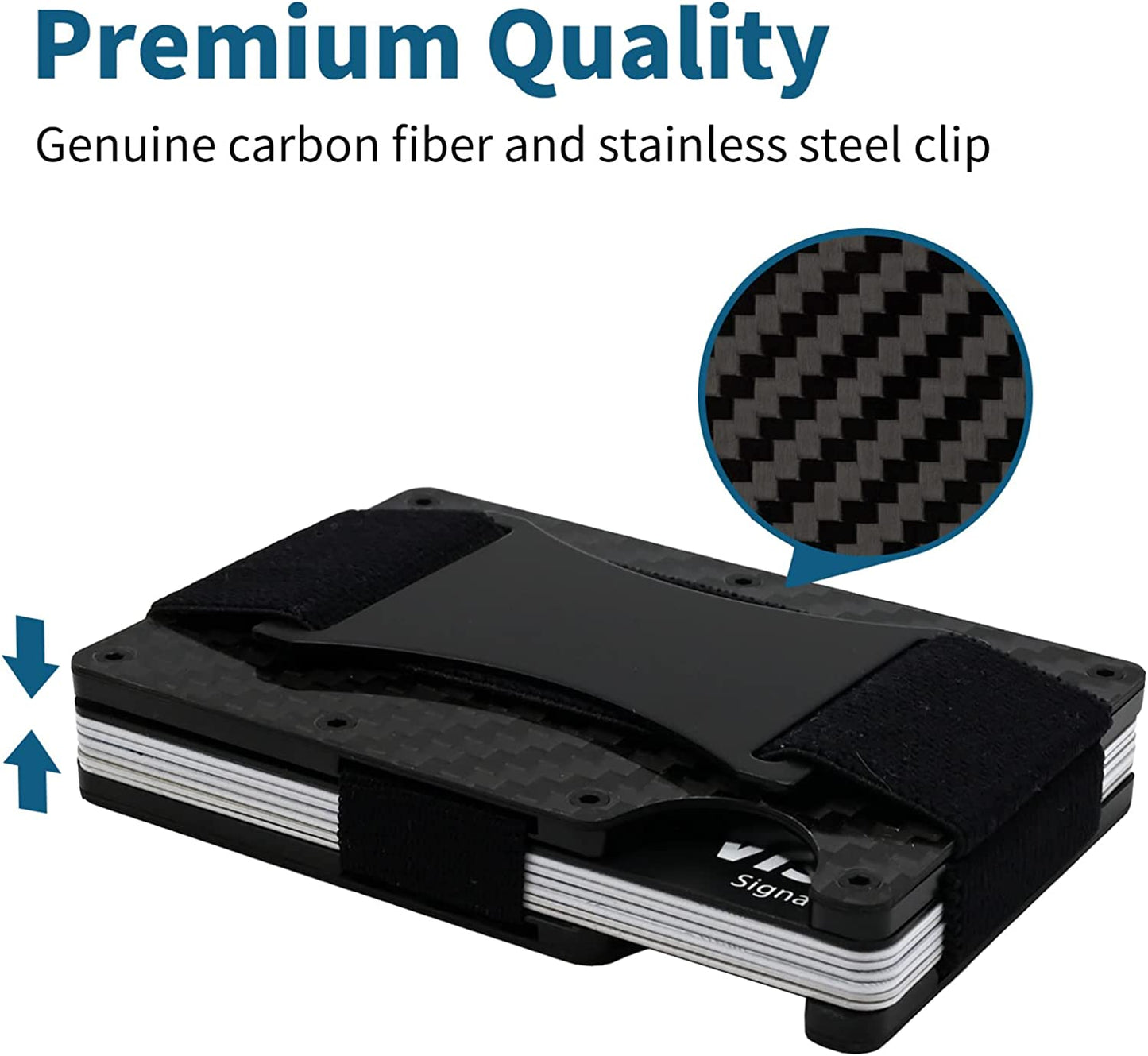 Ahtai Carbon Fiber Wallet for Men - Minimalist Wallet with Cash Strap - Slim Money Clip Metal Wallet - RFID Blocking Mens Wallet with Gift Box - Cash Credit Card Holder  AhTai   