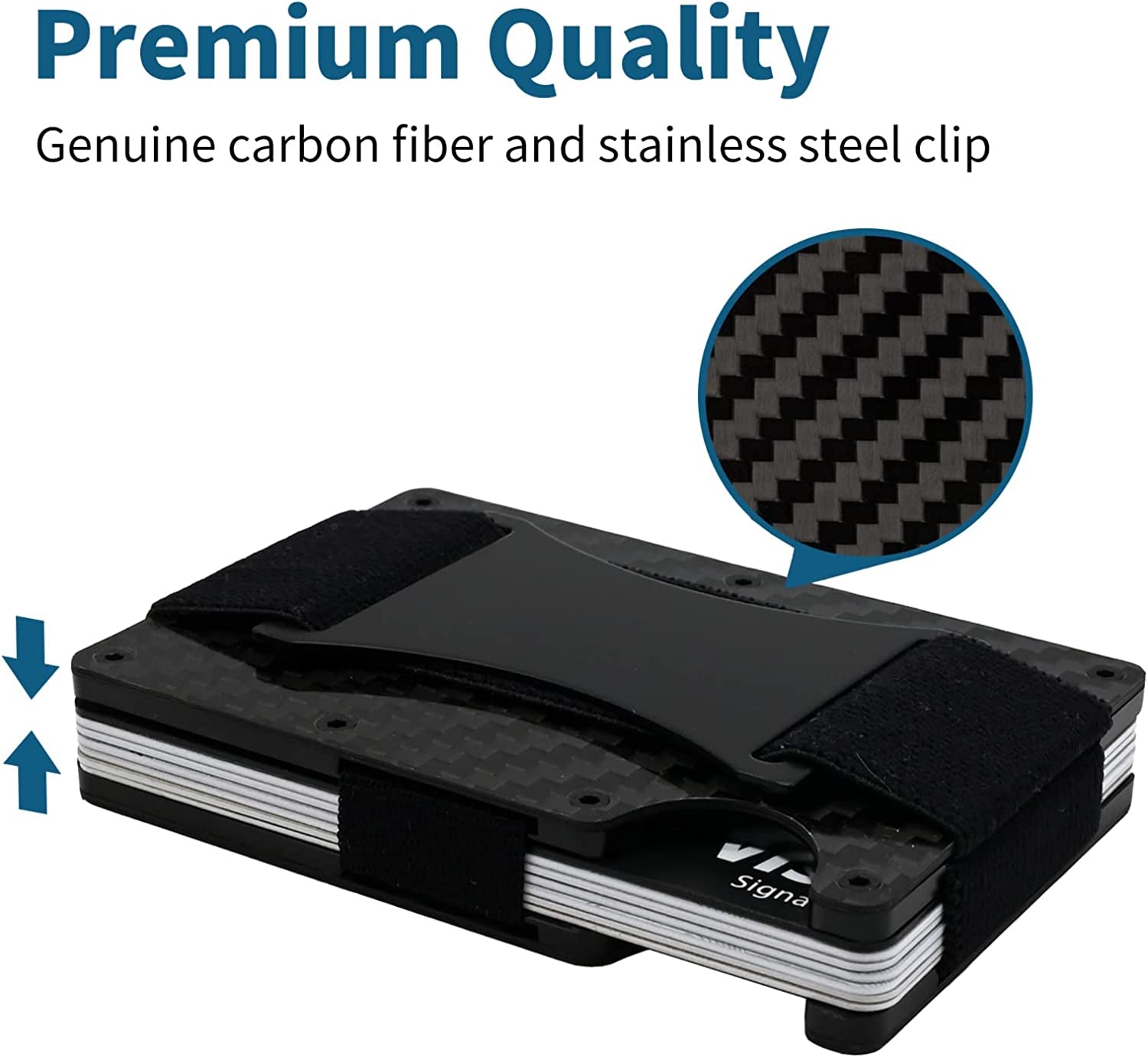 Ahtai Carbon Fiber Wallet for Men - Minimalist Wallet with Cash Strap - Slim Money Clip Metal Wallet - RFID Blocking Mens Wallet with Gift Box - Cash Credit Card Holder  AhTai   