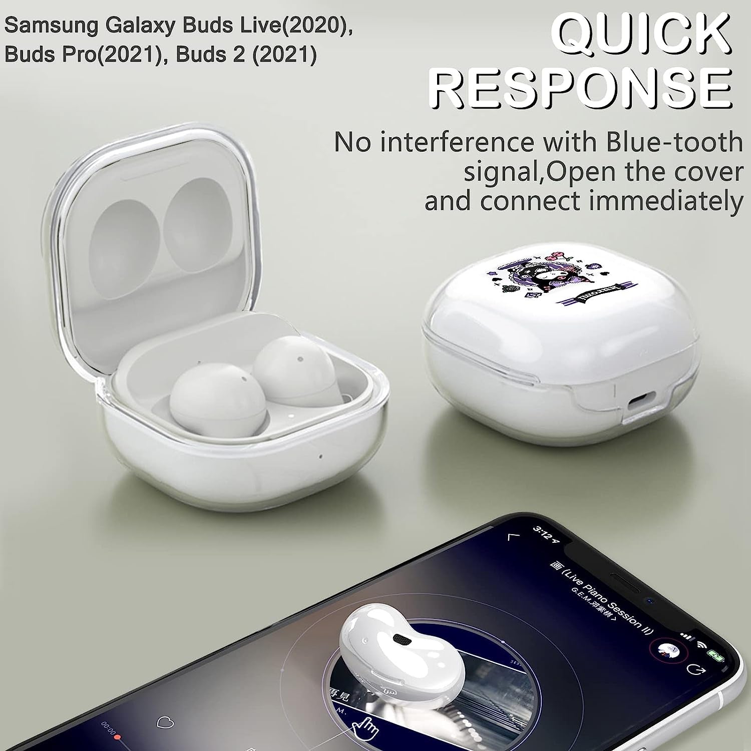 Cute Case for Samsung Galaxy Buds 2 Pro Case (2022) Buds 2 Case/Buds Pro Case/Buds Live Case with Cartoon Kawaii Anime Kulomi Pattern for Women Girls Kids Clear Soft Silicone Cover Skin  DiyGody   