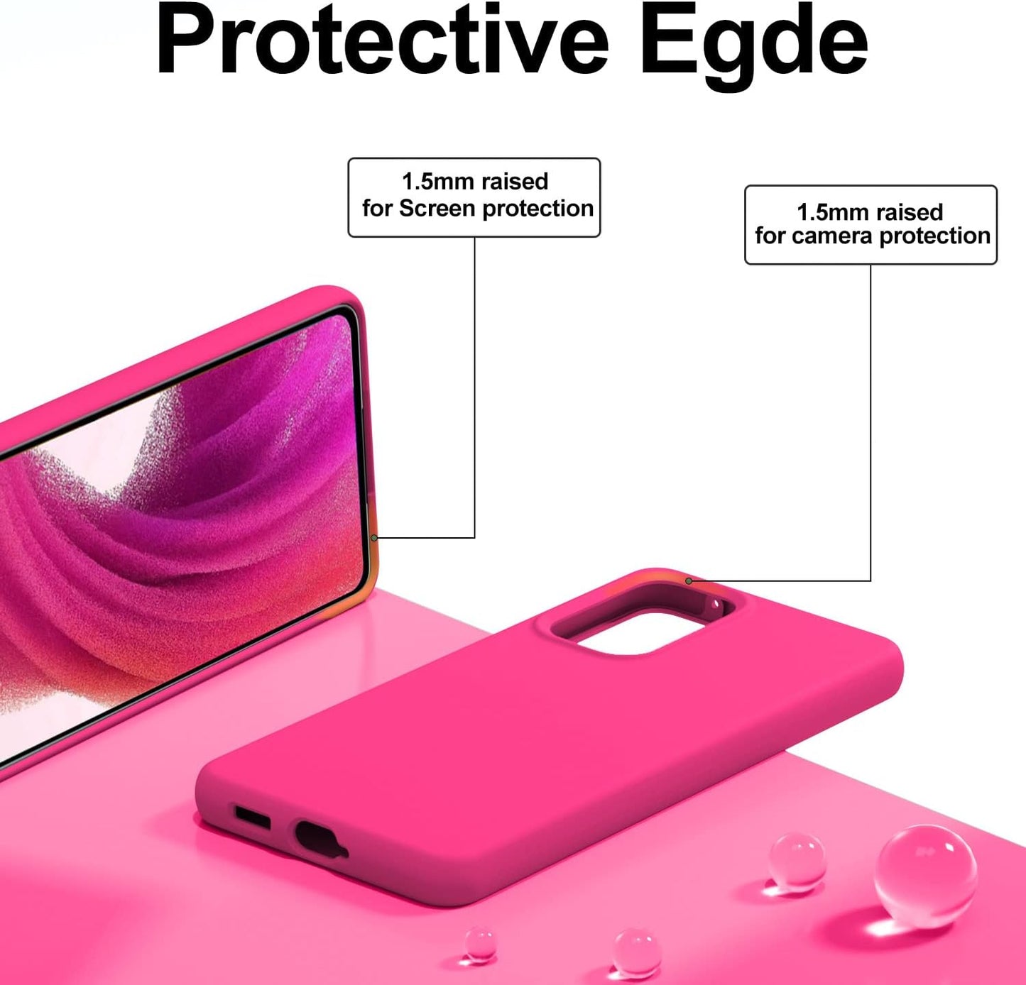 Gueen Compatible with Samsung Galaxy A53 5G Case, Premium Liquid Silicone, with [Camera Protection] [Soft Anti-Scratch Microfiber Lining] Full Body Shockproof Protective Phone Case - Hot Pink  Gueen   