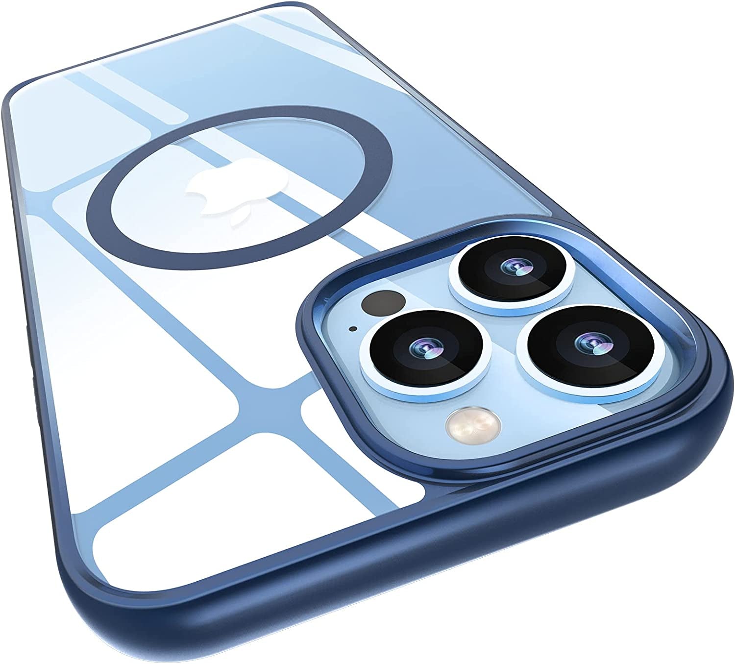 Mgnaooi Magnetic Case for Iphone 14 Pro Case [Mil-Grade Drop Tested & Compatible with Magsafe] Translucent Matte Back with Aluminum Alloy Keys, Shockproof 14 Pro Phone Case 6.1 Inch, Blue  Mgnaooi Navy  