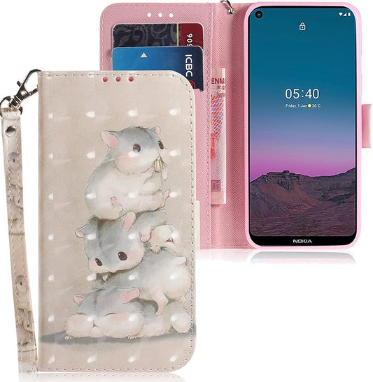 EMAXELER LG G7 Thinq Case 3D Creative Cartoon Pattern PU Leather Flip Wallet Case Kickstand Credit Cards Slot Stand Case Cover for LG G7 / LG G7 Thinq Three Hamsters TX.  EMAXELER   
