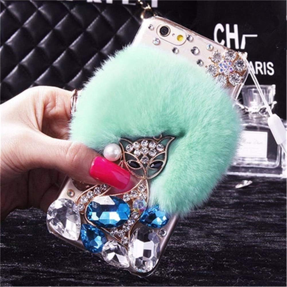 Case for LG G8 Thinq, 3D Handmade Luxury Civet Cats Fluffy Rabbit Fur Sparkle Stunning Stones Crystal Rhinestone Bling Diamond Glitter Case for LG G8 Thinq (Z01)  RB-CASE Z10 Lg G8 Thinq 