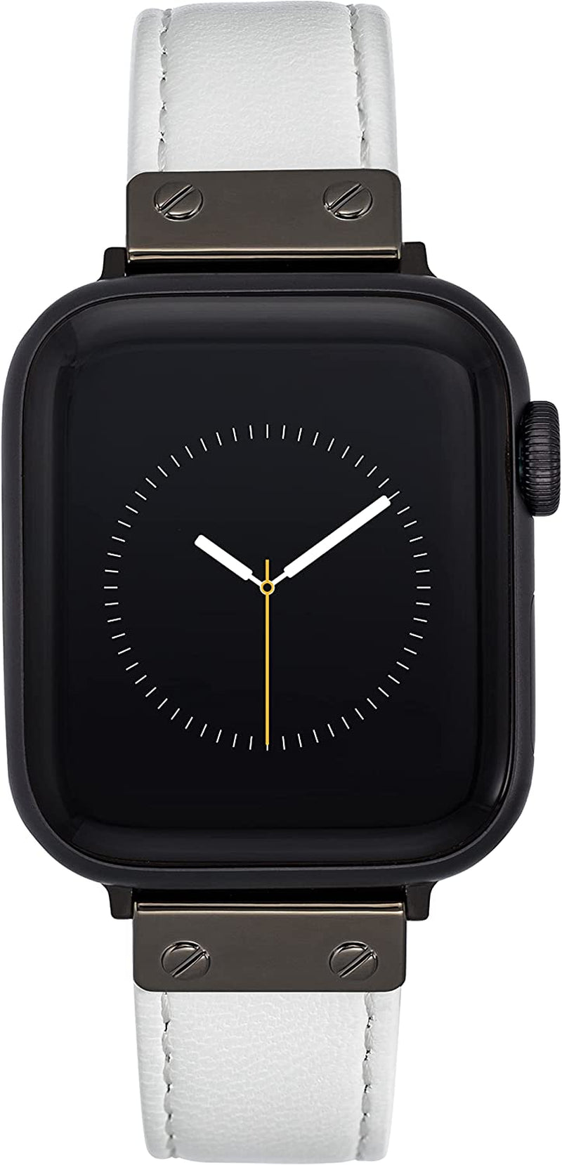 Anne Klein Leather Fashion Band for Apple Watch Secure, Adjustable, Apple Watch Band Replacement, Fits Most Wrists  Anne Klein White/Gunmetal 38/40/41mm 