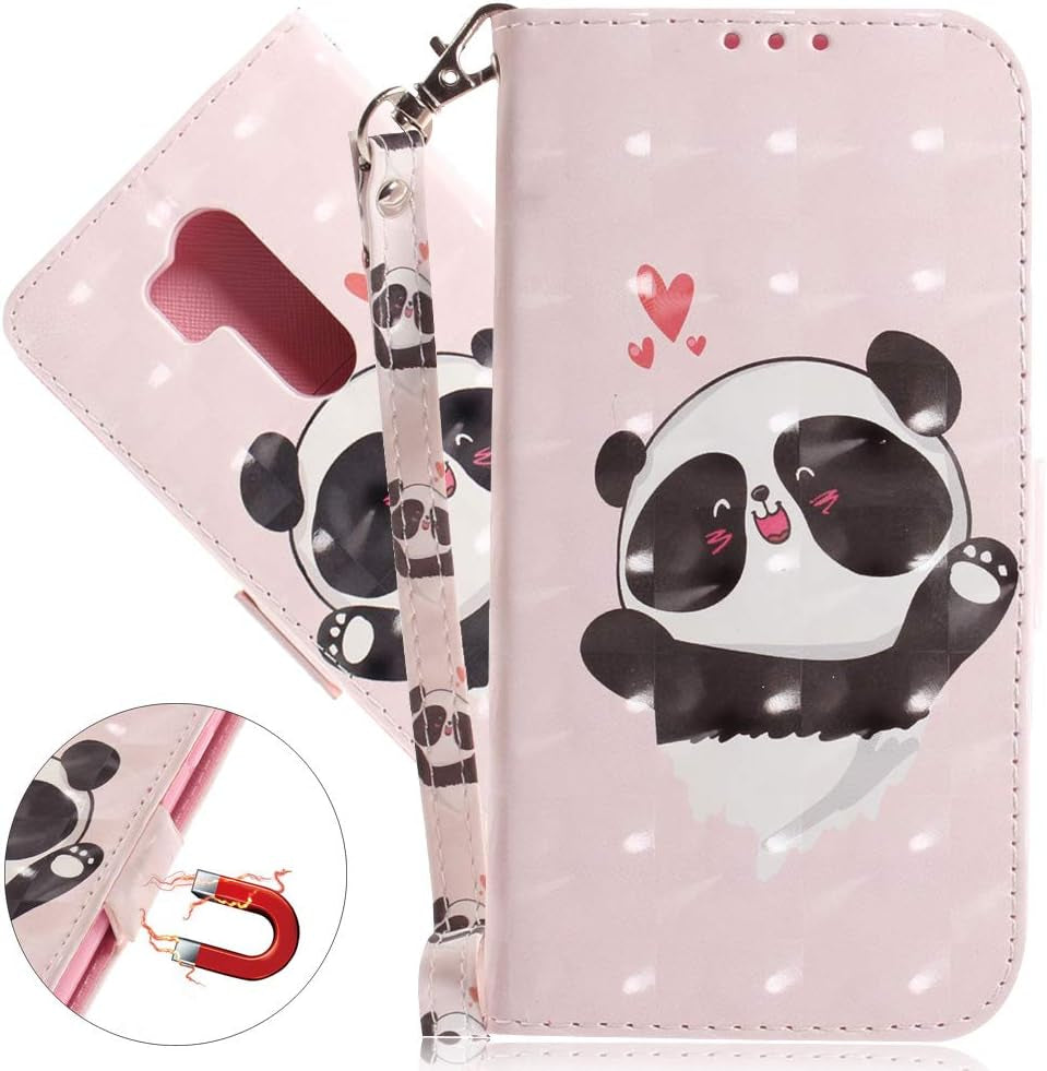 COTDINFORCA Compatible with LG G7 Thinq 2018 Case Wallet Premium PU Leather Case 3D Creative Painted Design Full-Body Protective Compatible with LG G7 / LG G7 Thinq. PU- Love Panda Pattern  COTDINFORCA   