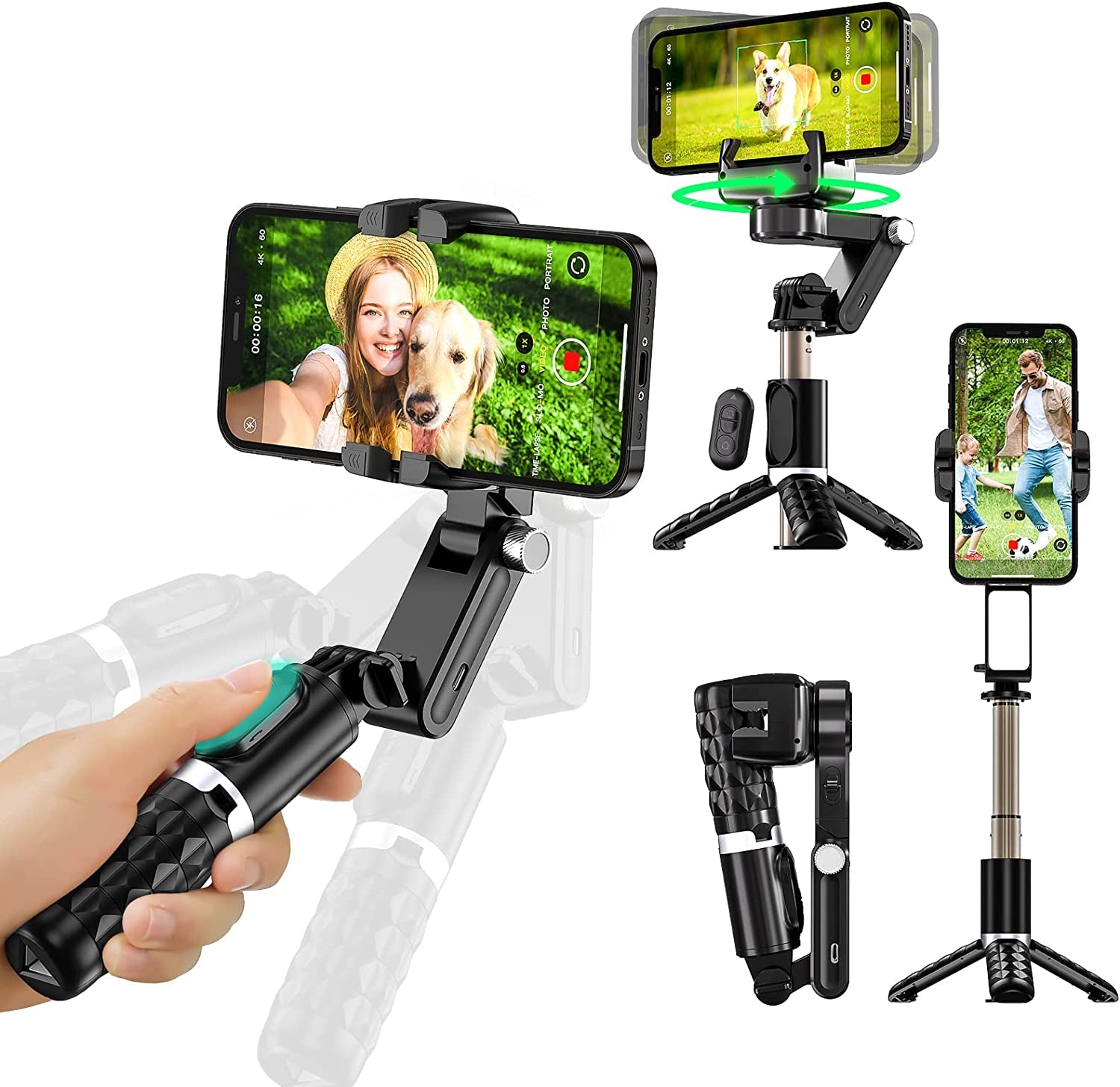 Gimbal Stabilizer with Phone Tripod for Iphone: Handheld Gimble with Remote Selfie Stick & 360 Face Tracking Stand for Iphone & Samsung Smartphone Mobile Camera Recording | Vlogging Tiktok Video  ZIZUTTIN   