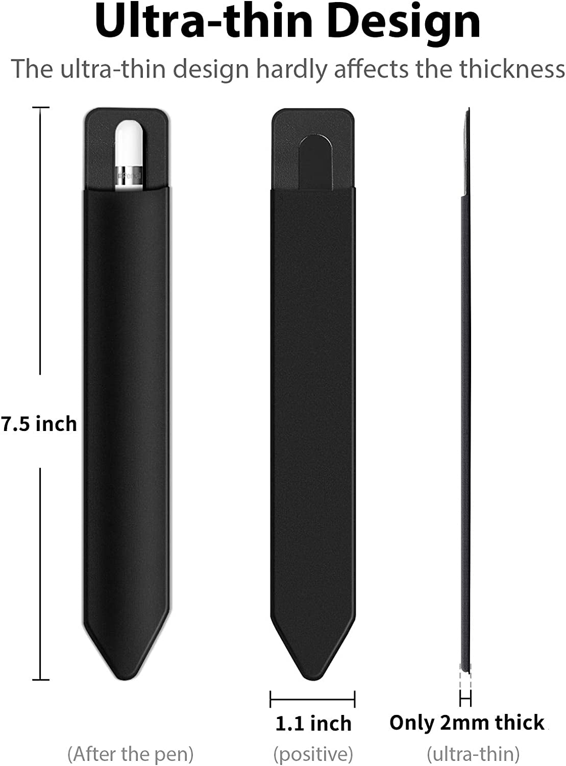 Doormoon Pencil Holder for Apple Ipad 2018 (6Th Gen)/ Ipad Air/ 9.7 / Pro 9.7"/ Pro 10.5"/12.9"/Pro 12.9/,Detachable Elastic Apple Pencil 2Nd Gen Leather Sleeve Pocket Pouch (Black X 2)  Doormoon   