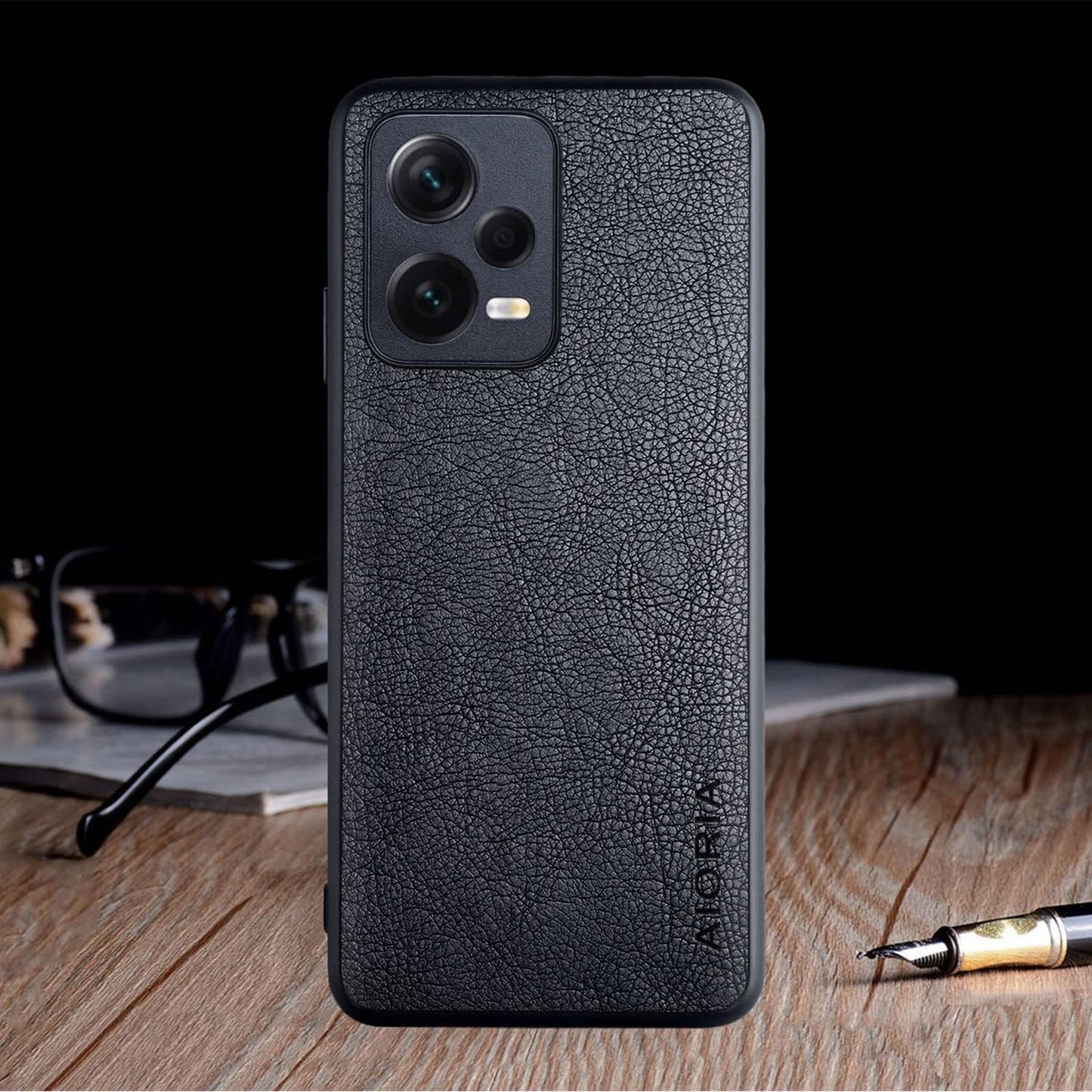 AIORIA for Xiaomi Redmi Note 12 Pro plus Case, 6.67" Screen Premium PU Leather Cover Retro Business Design Full Protective Case for Xiaomi Redmi Note Note 12 Pro plus 5G (Black)  AIORIA   