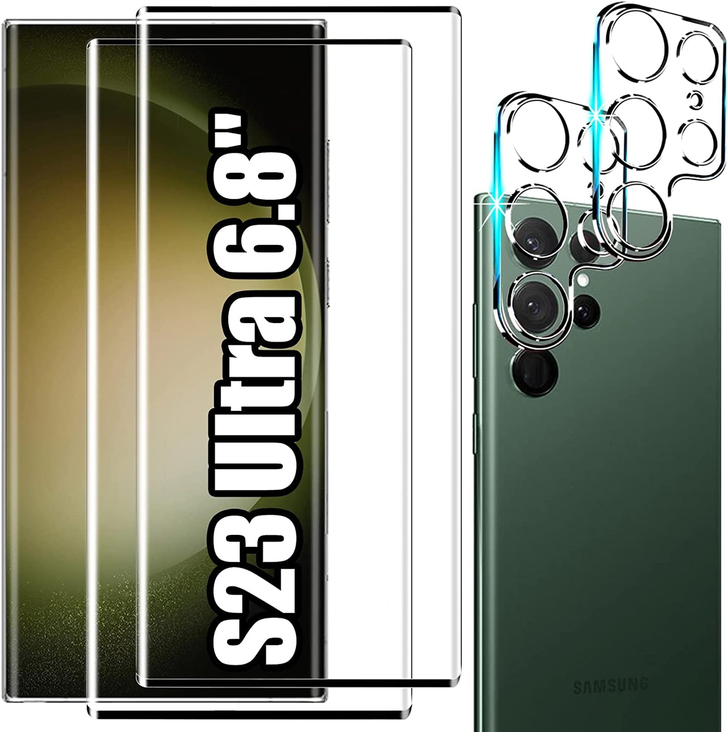 [2+2 Pack] Galaxy S22 Ultra Screen Protector, 9H Tempered Glass,3D Curved, HD Clear Scratch Resistant for Samsung Galaxy S22 Ultra Glass Screen Protector  letosan S23Ultra-6.8Inch-New2023  