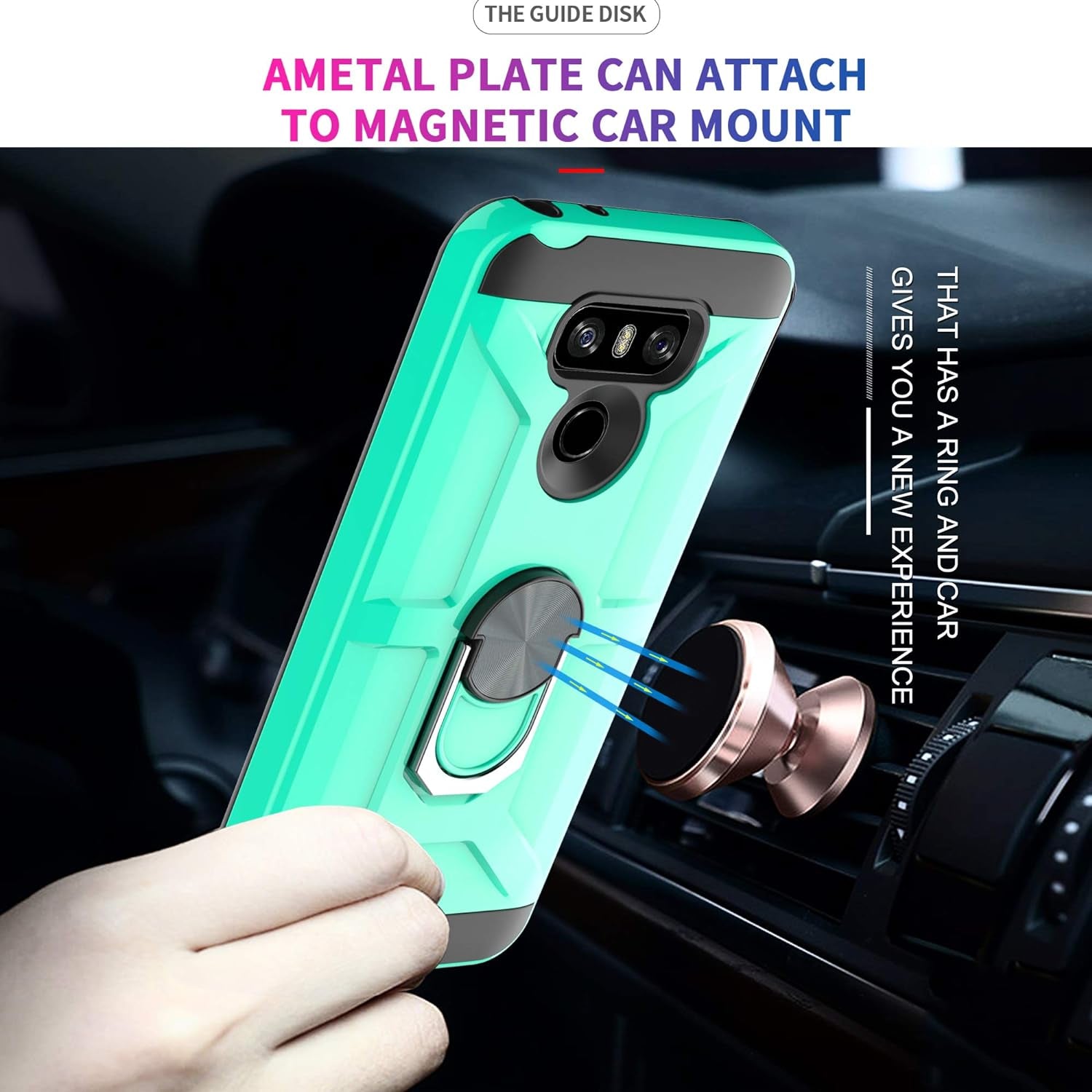 Ymhxcy Compatible for LG G6/G6 plus Case with HD Screen Protector，360 Degree Rotating Ring Kickstand Holder Dual Layers of Shockproof Phone Case for LG G6-ZS Mint  YmhxcY   