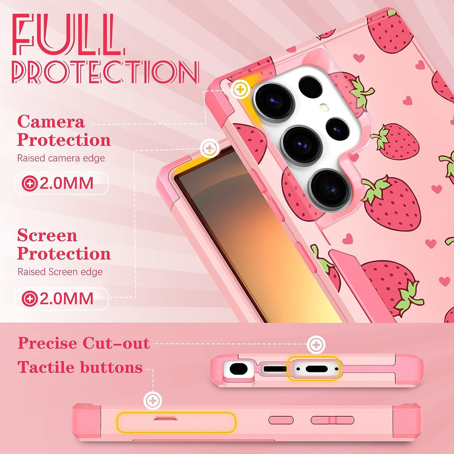 Plakill for Samsung Galaxy S22 Ultra Case Heavy Duty Protective Designer Strawberry Drop Tested Cute Cases for Men Women Girls Shockproof Protection Rugged Bumper Phone Cover for S22 Ultra 6.8"  Plakill   