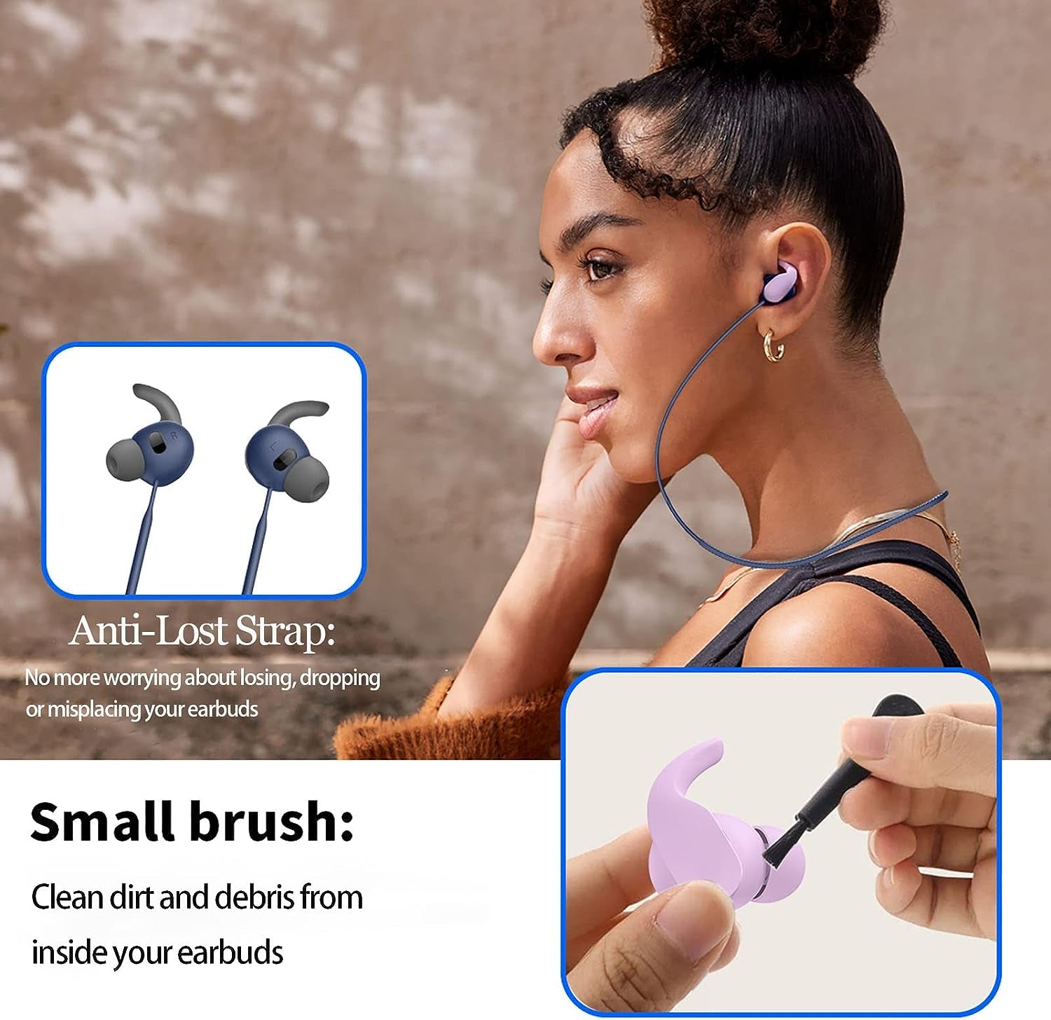 WOFRO Beats Fit Pro Case [5 in 1] Accessories Kit Shockproof Anti-Scratch Silicone Protective Cover for Beats Fit Pro 2021 with Keychain/Anti-Lost Strap/Silicone Ring/Brush(Blue)  WOFRO   