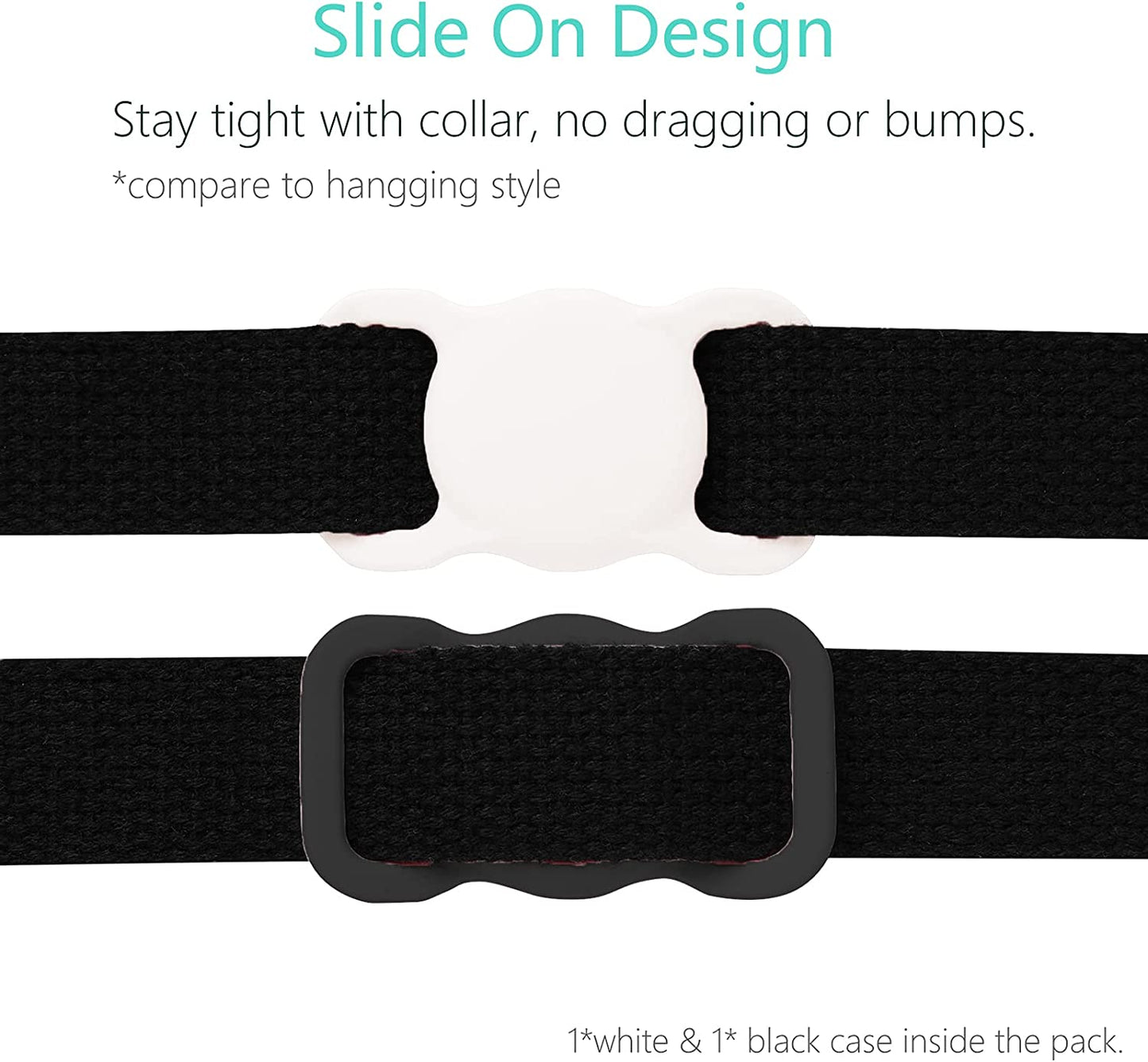 2Pack Silicone Case Compatible with Airtag Dog Collar Holder, Protective Cover for Pet Strap Band, Slide on Clip Sleeve Compatible with Apple Airtag - Black&White  Kuaguozhe US   