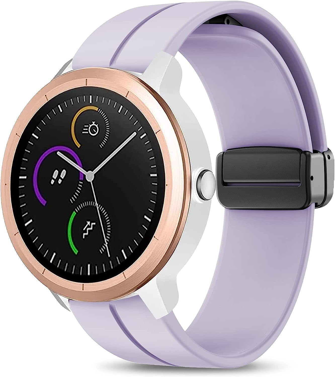 Mackpoimer Magnetic Bands for Garmin Venu/Vivoactive 3 Watch Band, 20Mm Silicone Wristband with Adjustable Magnetic Folding Buckle for Garmin Venu Sq, Vivoactive 3 Music, Forerunner 645/245 Music  MAKCPOIMER Purple  