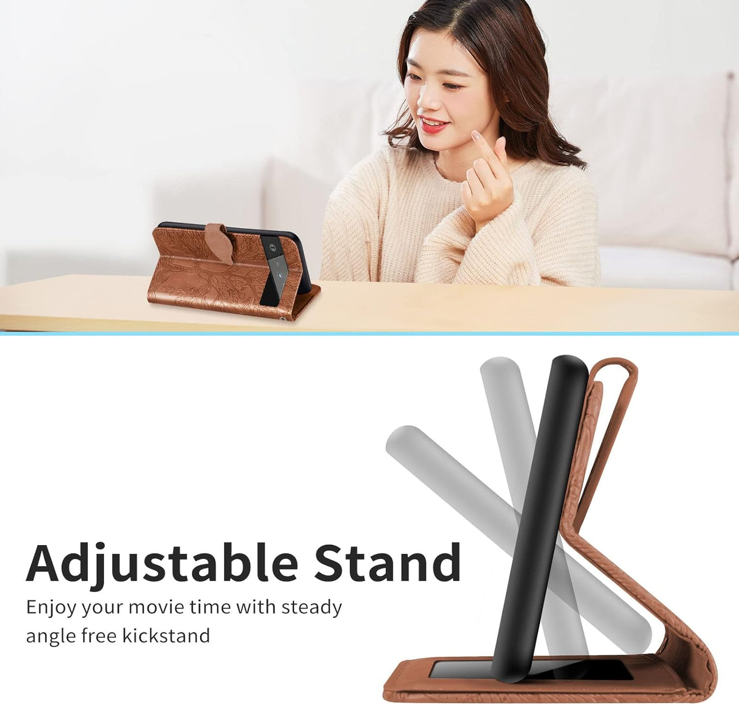 Varohix Google Pixel 6 Wallet Case with Card Holder/Slot,Pu Leather Folio Flip Shell [Kickstand][Magnetic Closure][Wrist Strap] Shockproof Cover Fit Google Pixel 6(6.4''),Brown  Varohix   