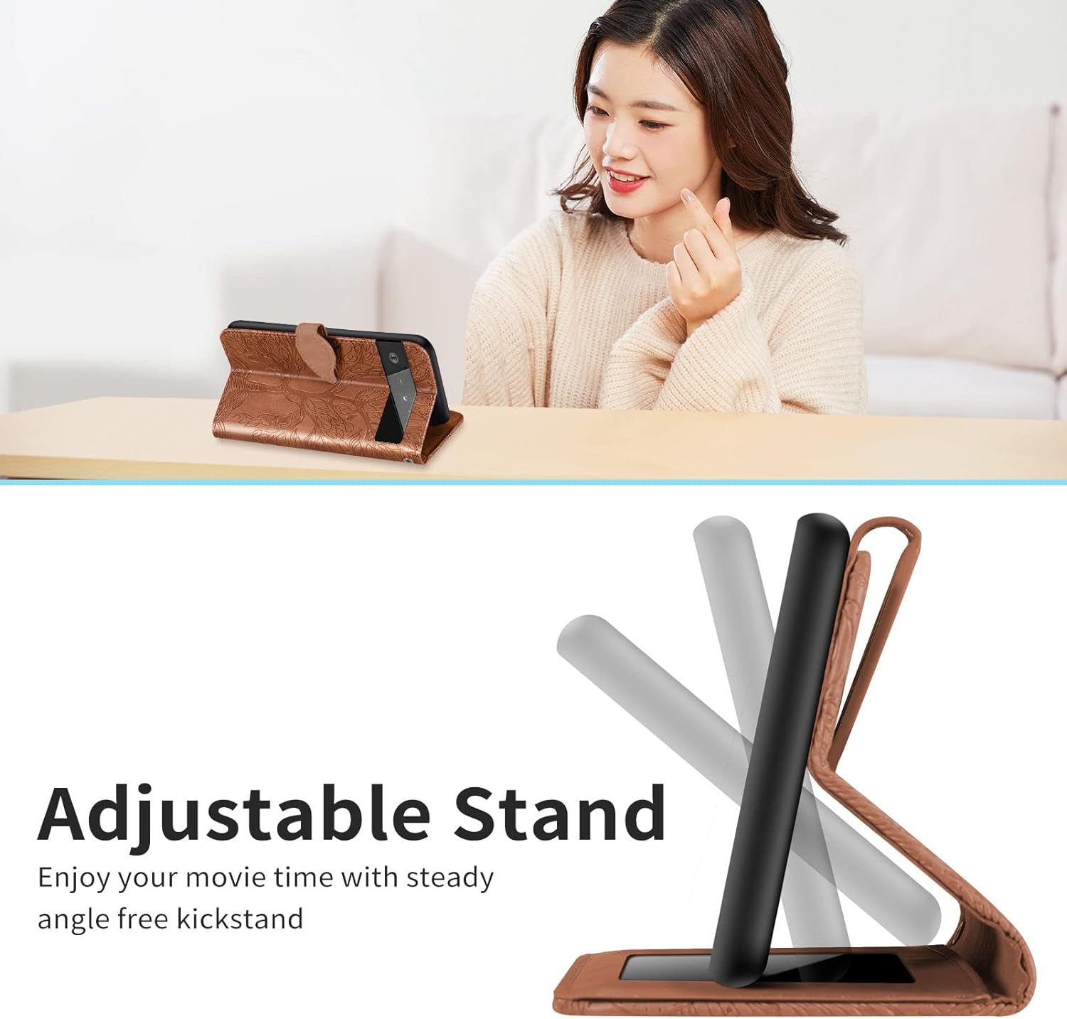 Varohix Google Pixel 6 Wallet Case with Card Holder/Slot,Pu Leather Folio Flip Shell [Kickstand][Magnetic Closure][Wrist Strap] Shockproof Cover Fit Google Pixel 6(6.4''),Brown  Varohix   