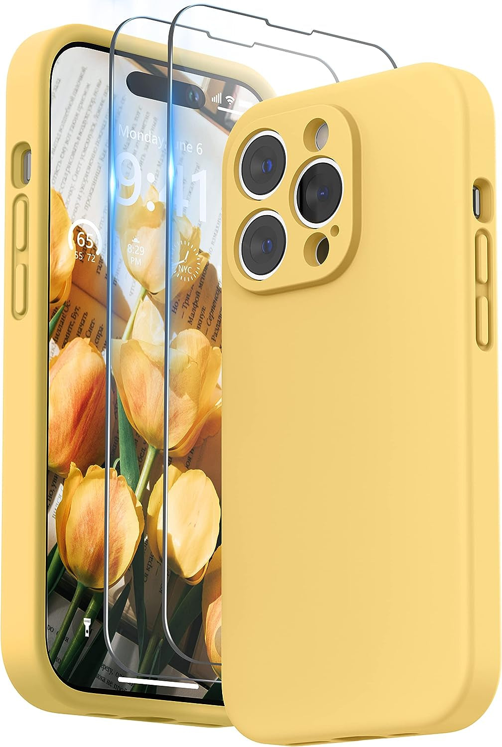 SURPHY Designed for Iphone 14 Pro Case with Screen Protector, (Camera Protection + Soft Microfiber Lining) Liquid Silicone Phone Case, Cactus Green  SURPHY   