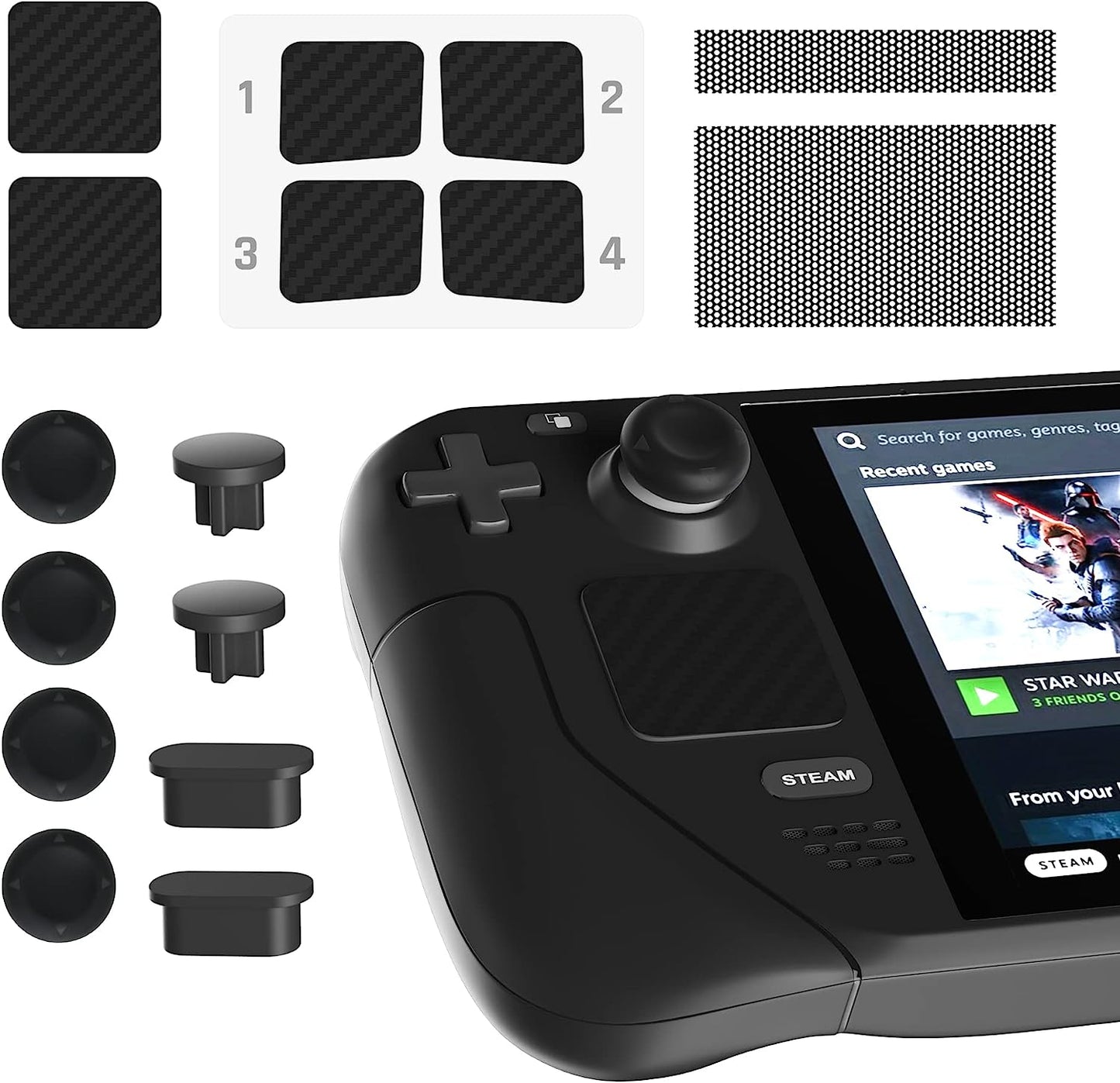 GLDRAM 16 in 1 Protective Dust-Proof Kit for Steam Deck, Dust Filter Cover, Dust Plug, Touch Pad Sticker, Button Protection Sticker, Rocker Cap  GLDRAM   