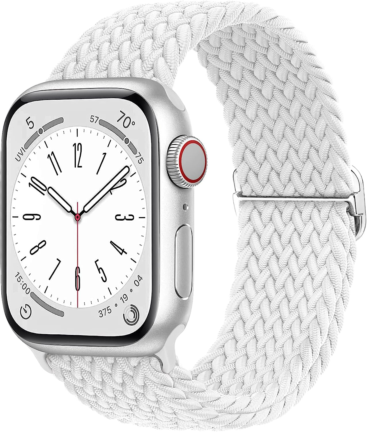 Merlion Stretchy Braided Solo Loop Compatible with Apple Watch Band 38Mm 40Mm 41Mm 42Mm 44Mm 45Mm 49Mm, Sports Adjustable Elastic Straps for Iwatch  Merlion White 42MM/44MM/45MM/49MM 