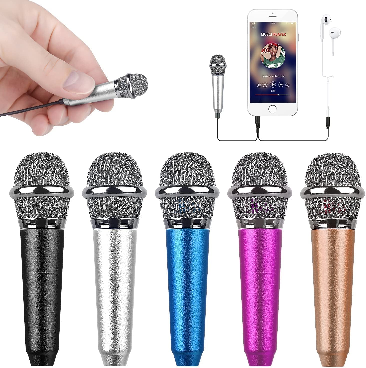 Uniwit Mini Portable Vocal/Instrument Microphone for Mobile Phone Laptop Notebook Apple Iphone Sumsung Android with Holder Clip - Silver  Uniwit   