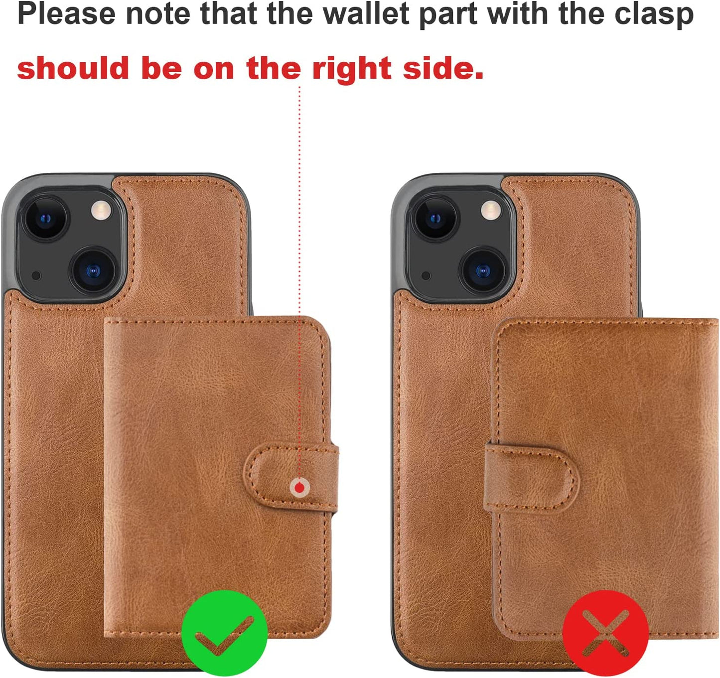 Bocasal Wallet Case for Iphone 13 Compatible with Magsafe Magnetic RFID Blocking Detachable Premium PU Leather Flip Case with Card Slots Holder Kickstand Wireless Charging 6.1 Inch (Brown)  Bocasal   