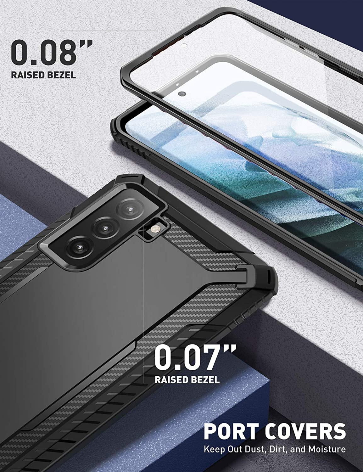 Clayco Xenon Series Case for Samsung Galaxy S21 5G, [Built-In Screen Protector] Full-Body Rugged Cover Compatible with Fingerprint Reader, 6.2 Inch 2021 Release (Black)  Clayco   