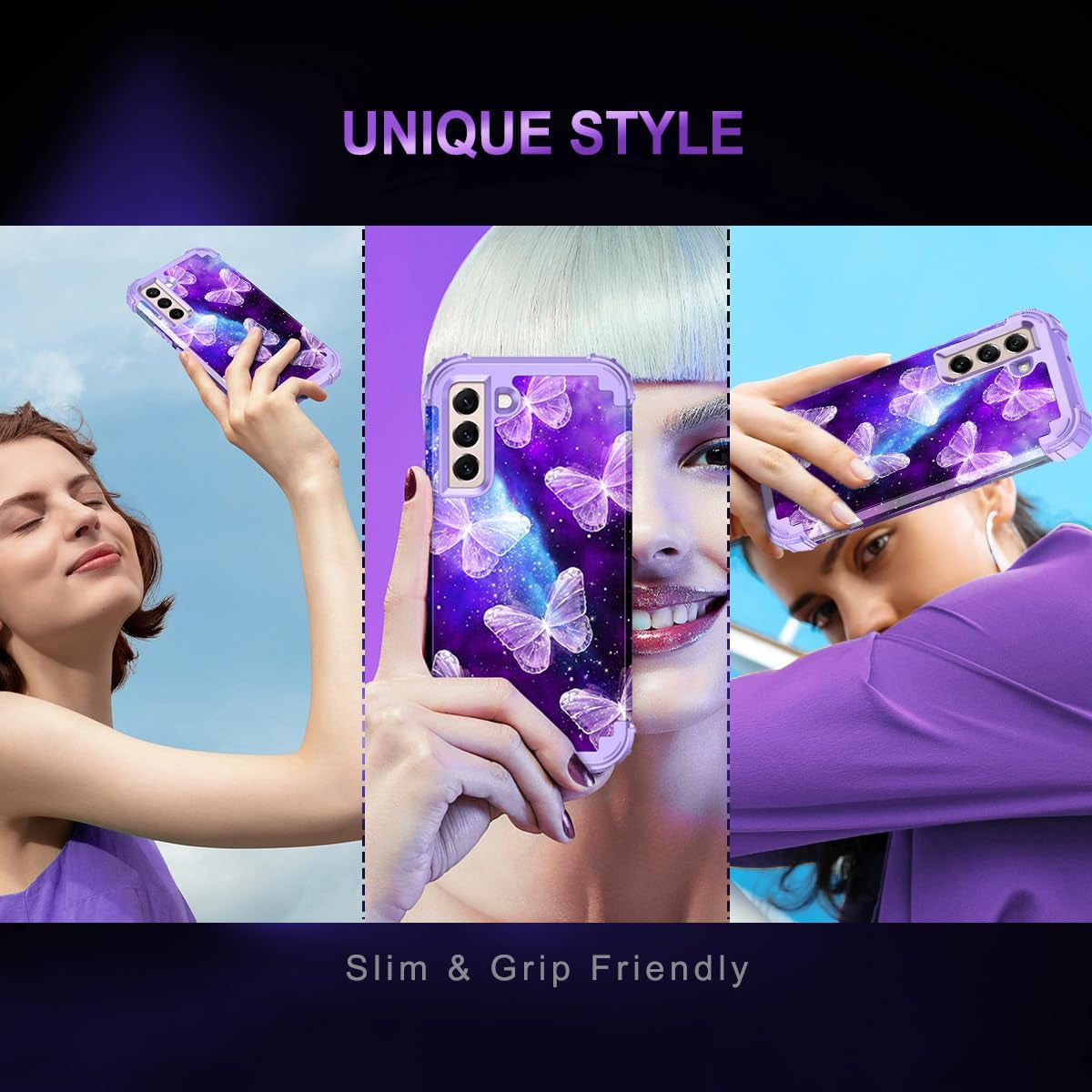 Casetego Compatible with Galaxy S22 plus 5G Case,Floral Three Layer Heavy Duty Sturdy Shockproof Full Body Protective Cover Case for Samsung Galaxy S22 plus 5G,Butterfly  Casetego   