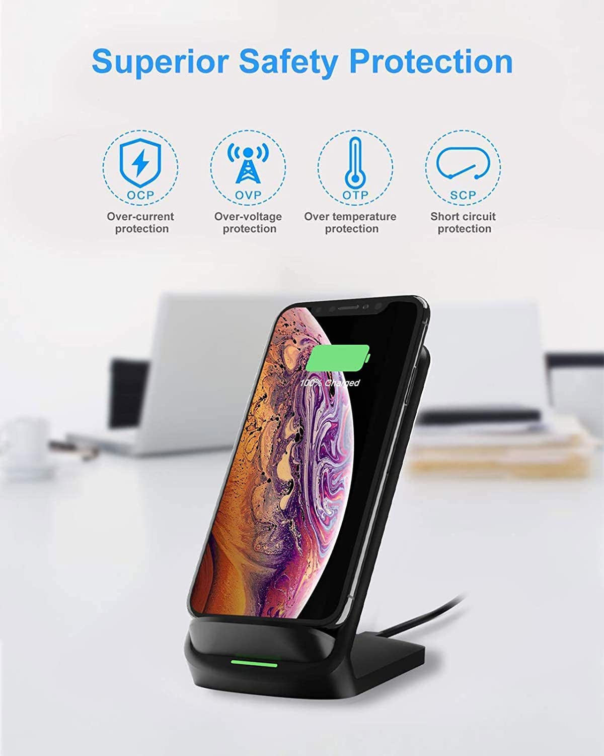 NANAMI Upgraded Fast Wireless Charger,Qi-Certified Wireless Charging Stand Compatible Samsung Galaxy S23/S22/S21/S20/S10/S9 S8/Note 20 Ultra/10/9 & Qi Phone Charger for Iphone 14/13/12/SE/11/XR/XS/X/8  NANAMI   