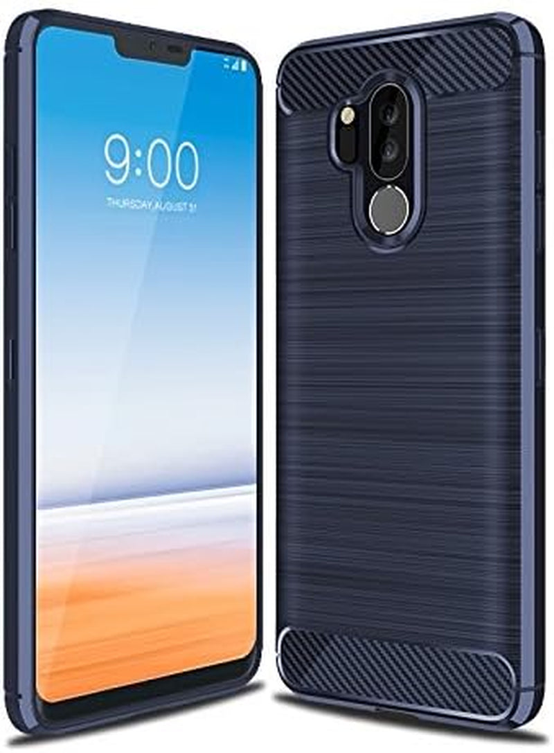 Cruzerlite Case Compatible with Cellphone Compatible with Cellphone LG G7 Case, LG G7 Thinq Case, Carbon Fiber Shock Absorption Slim Flexible Case Compatible with Cellphone LG G7/ LG G7 Thinq (Gray)  Cruzerlite Blue  