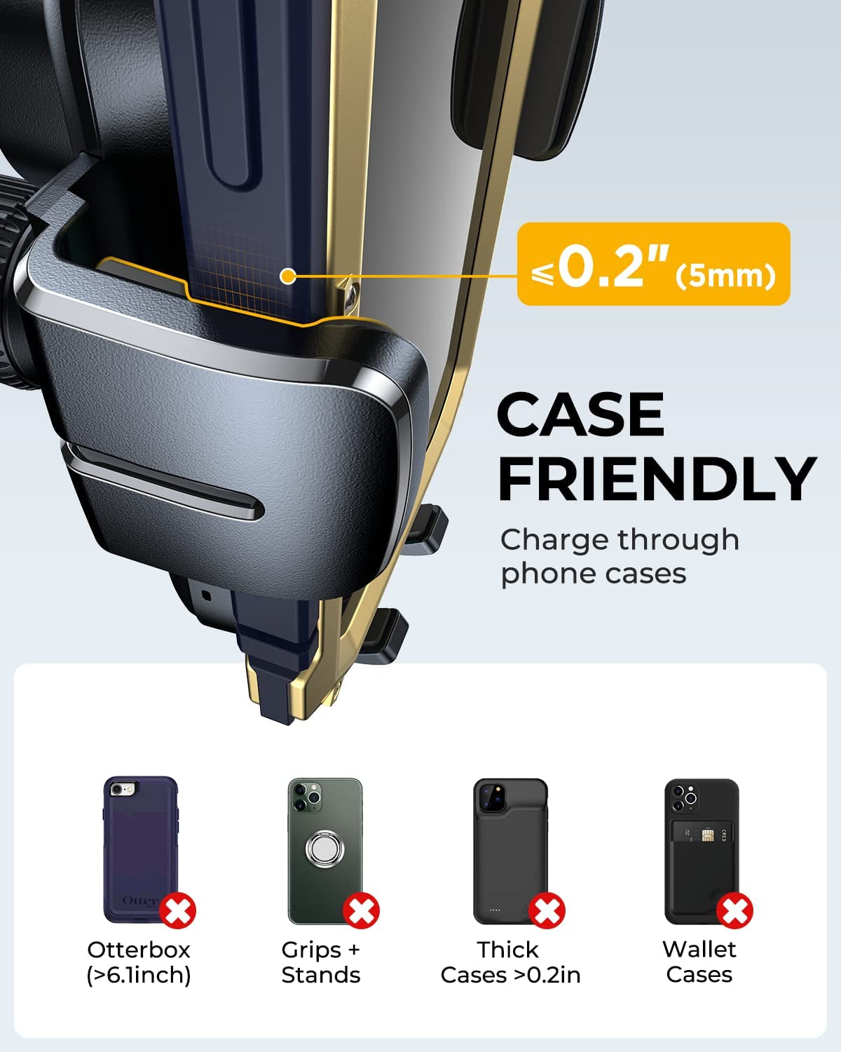 Wireless Car Charger Phone Mount: Dual Coil Joyroom LED Qi 15W Cell Phone Fast Charging Vent Holder with Auto Smart Sensor Clamping for Iphone 14 13 12 11 Pro Max, Samsung Galaxy S22 21 Note 20  JOYROOM   